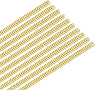 M METERXITY 10-Pack Brass Rod, 1mmx200mm H65 Solid Brass Round Rods for Knife Handle Pins Material Knife Making Supplies/Shaft Pins Crafts/Model DIY, Lathe Rivet Dowel Stock Brass Tube