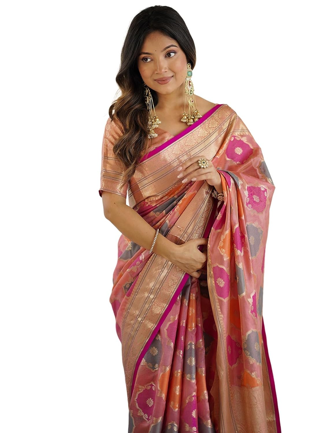 Satrani Women’s Silk Weaving Saree with Unstitched Blouse Piece