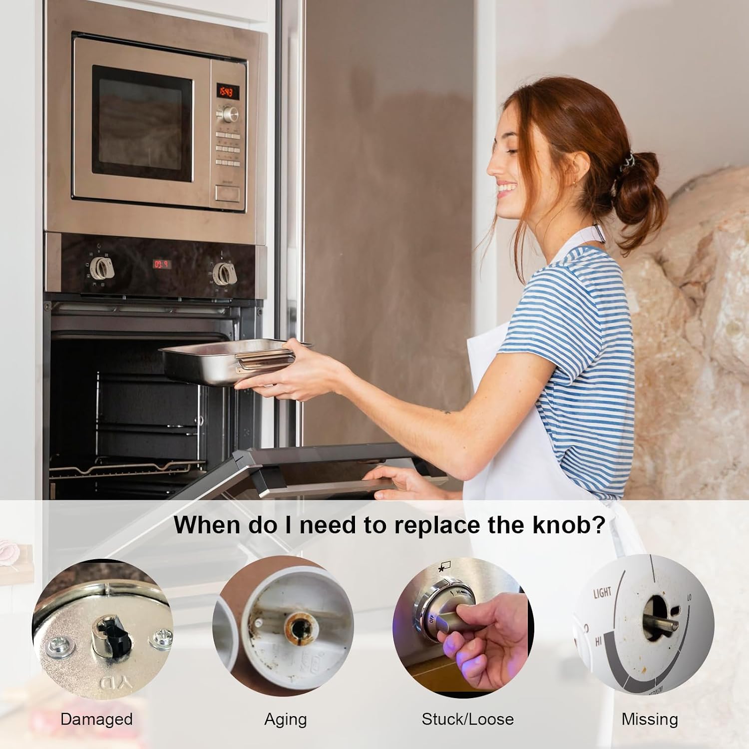 AEZ73453509 Gas Stove Knobs Replacements, 5 Pack Oven Knobs Compatible with LG LDG3016ST LRG3060ST LDG3011ST LRG3091ST Gas Range Knobs etc, Replaces AEZ72909008 AEZ73453503