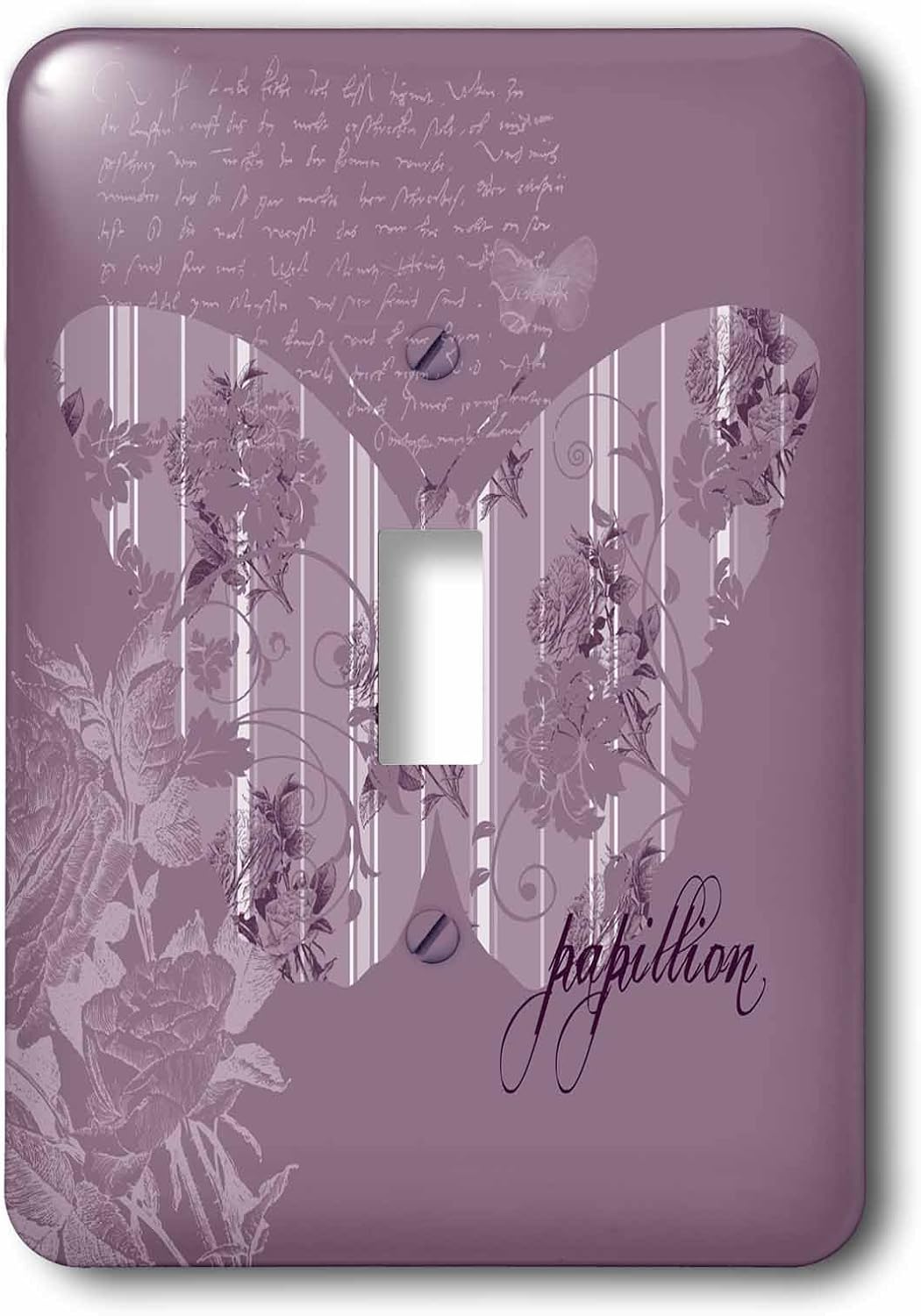 3dRose lsp_130518_1 Purple Floral French Butterfly Single Toggle Switch