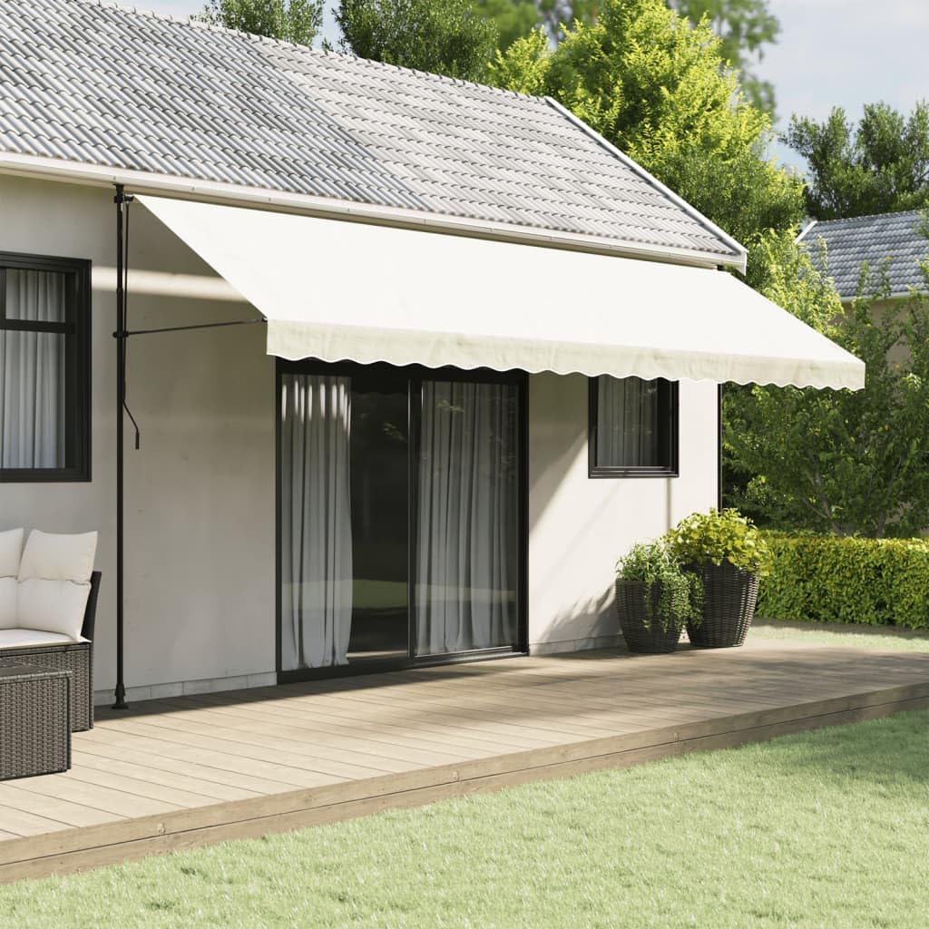 vidaXL Tissu de remplacement de cantonnière d’auvent rayure crème 5 m, dessus de store de remplacement, parasol de patio,, auvent de jardin