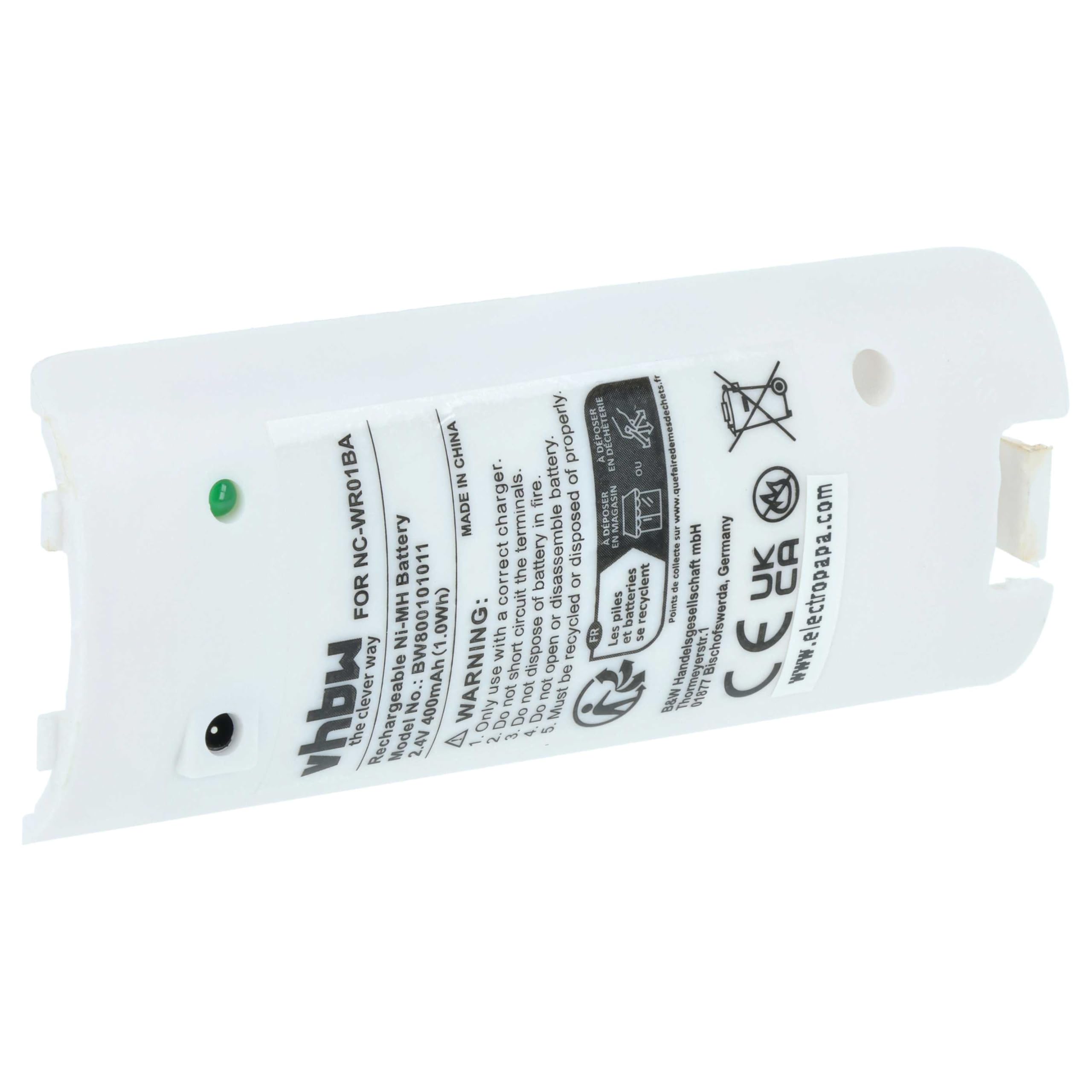vhbw Batería Compatible con Nintendo Wii Controlador, Remote Plus Gamepad Controller (400mAh, 2,4V, NiMH)