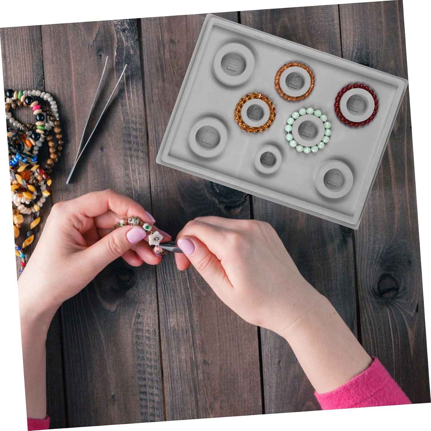 HAKIDZEL 4pcs Jewelry Making Bead Design Boards for Necklace Bracelet Crafting Non Slip Jewelry Trays with Measurement Guides Practical DIY Bead Stringing Tool