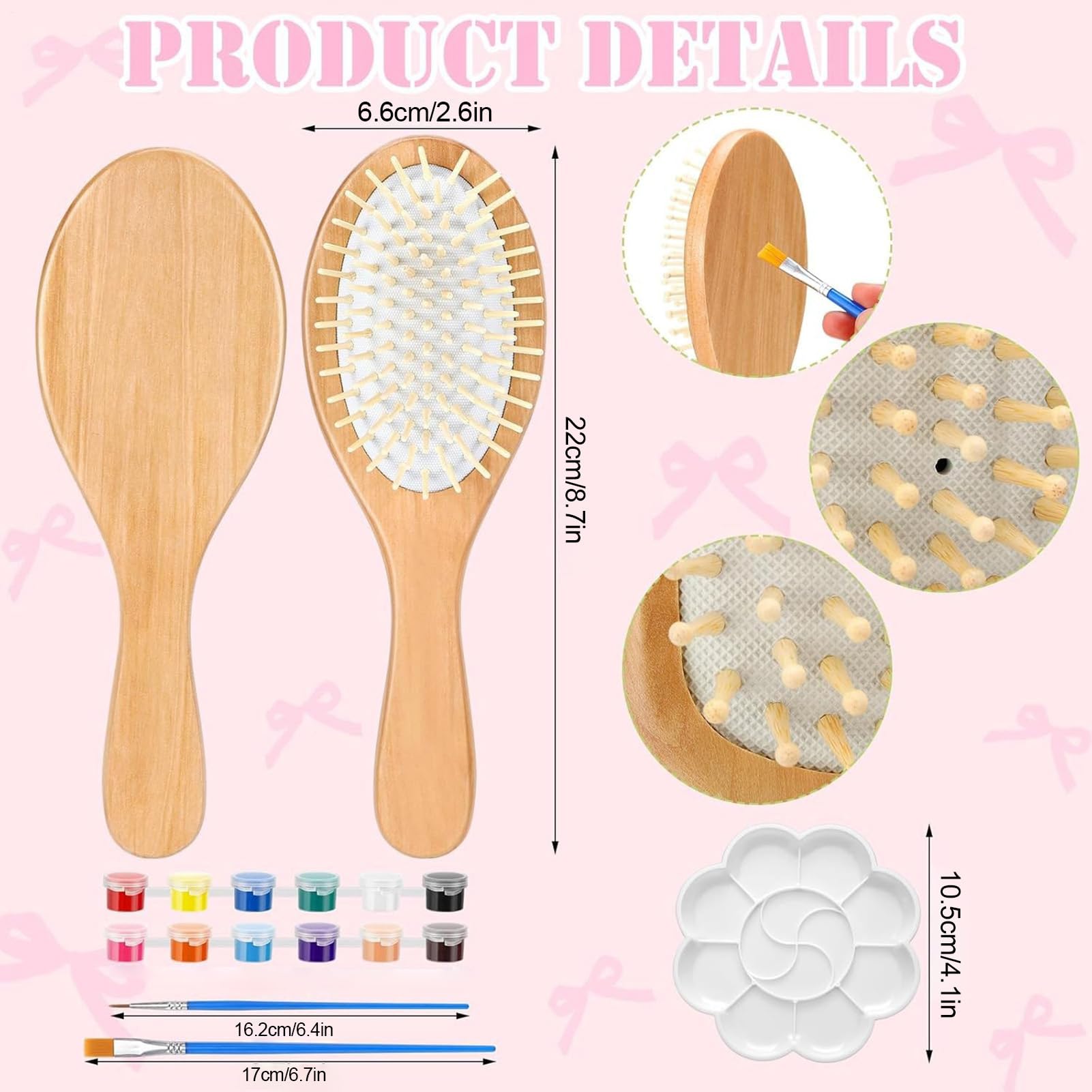 Kit di fabbricazione di spazzole per capelli in legno, cofanetto fai da te per dipingere la sua | Kit creativo pettine in legno per amanti del tempo libero creativo principianti di arte, organizzatori di feste e famiglie