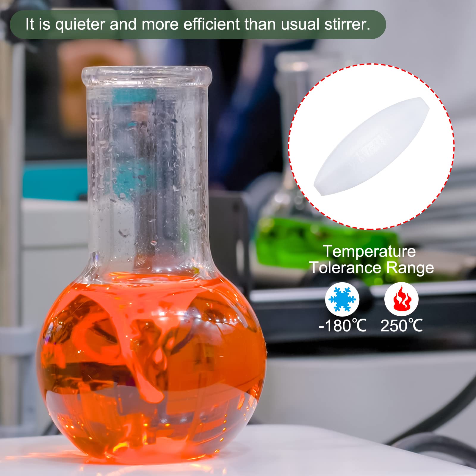 Asta Magnetica Per Agitatore Da Laboratorio - Rivestita In PTFE, 4x0.39 Pollici, Bianco - Foto 7