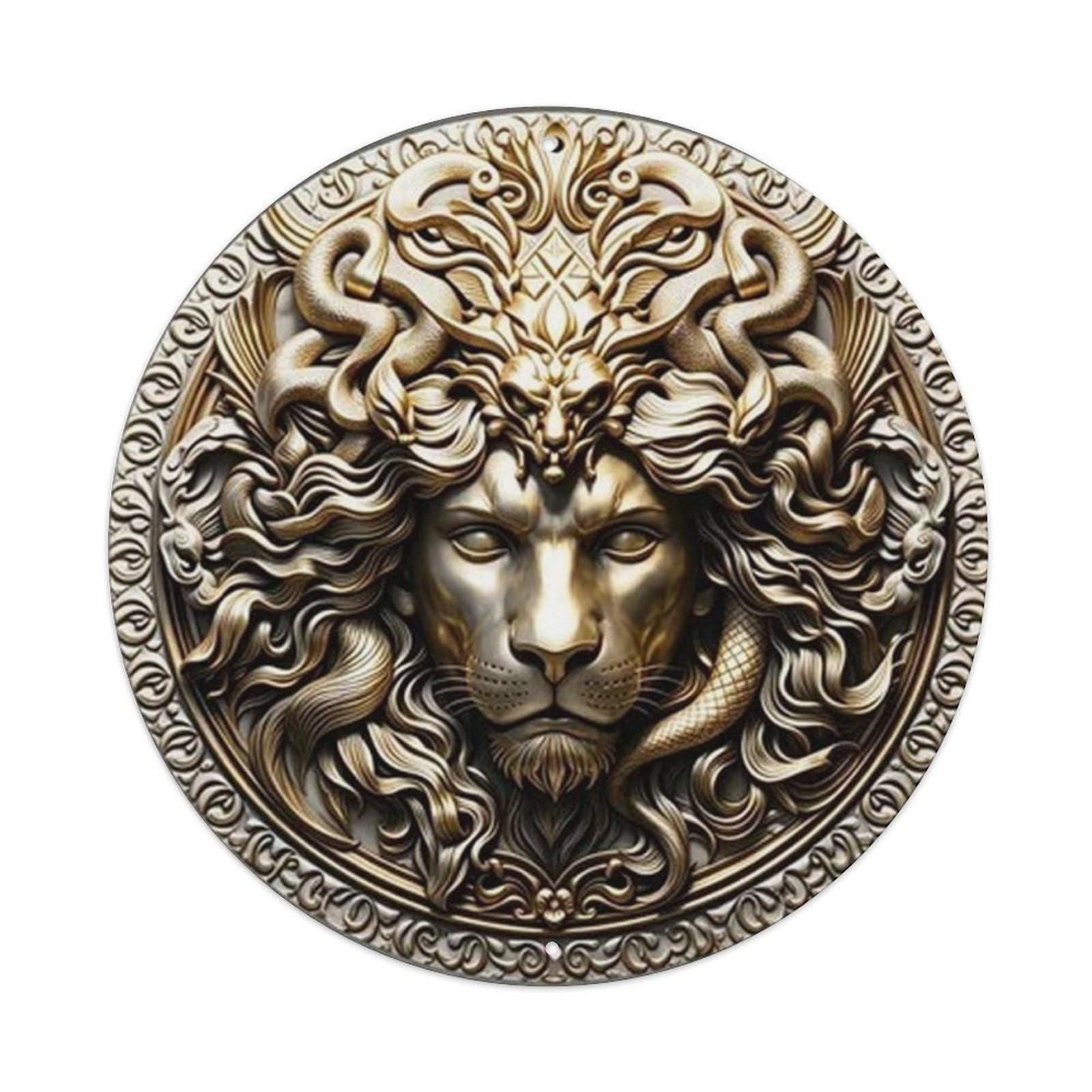 Vintage Lion Head 3D Relief Metal Tin Sign Plaque