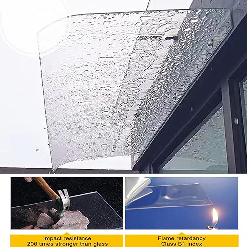 Miniatura 7 de Toldo para puerta delantera, toldo de ventana, toldo para puerta, toldo para patio al aire libre, cubierta de policarbonato transparente silencioso,