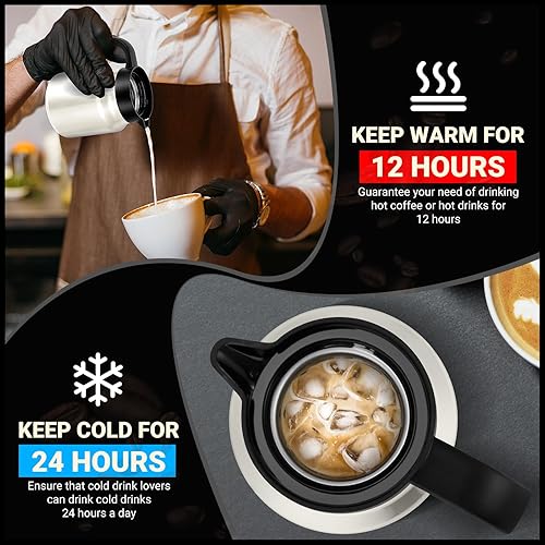 Miniatura 85 de Jarras térmicas de café de 51 onzas para mantener el calor/frío, jarra de café de acero inoxidable, jarra de agua aislada a prueba de polvo