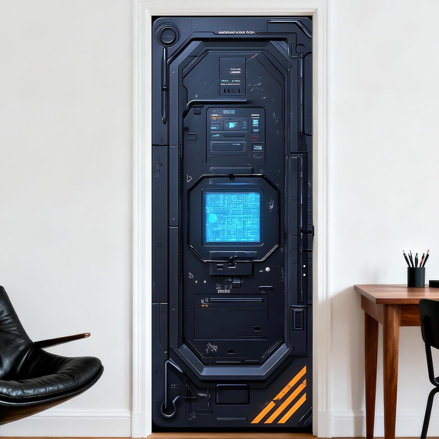 Nuxovilar Door Stickers Peel and Stick, Sci-Fi Tech Panel Door Covers Decorative, PVC 30.3"x78.7", Stickers for Game Room, Home Office, Futuristic Space