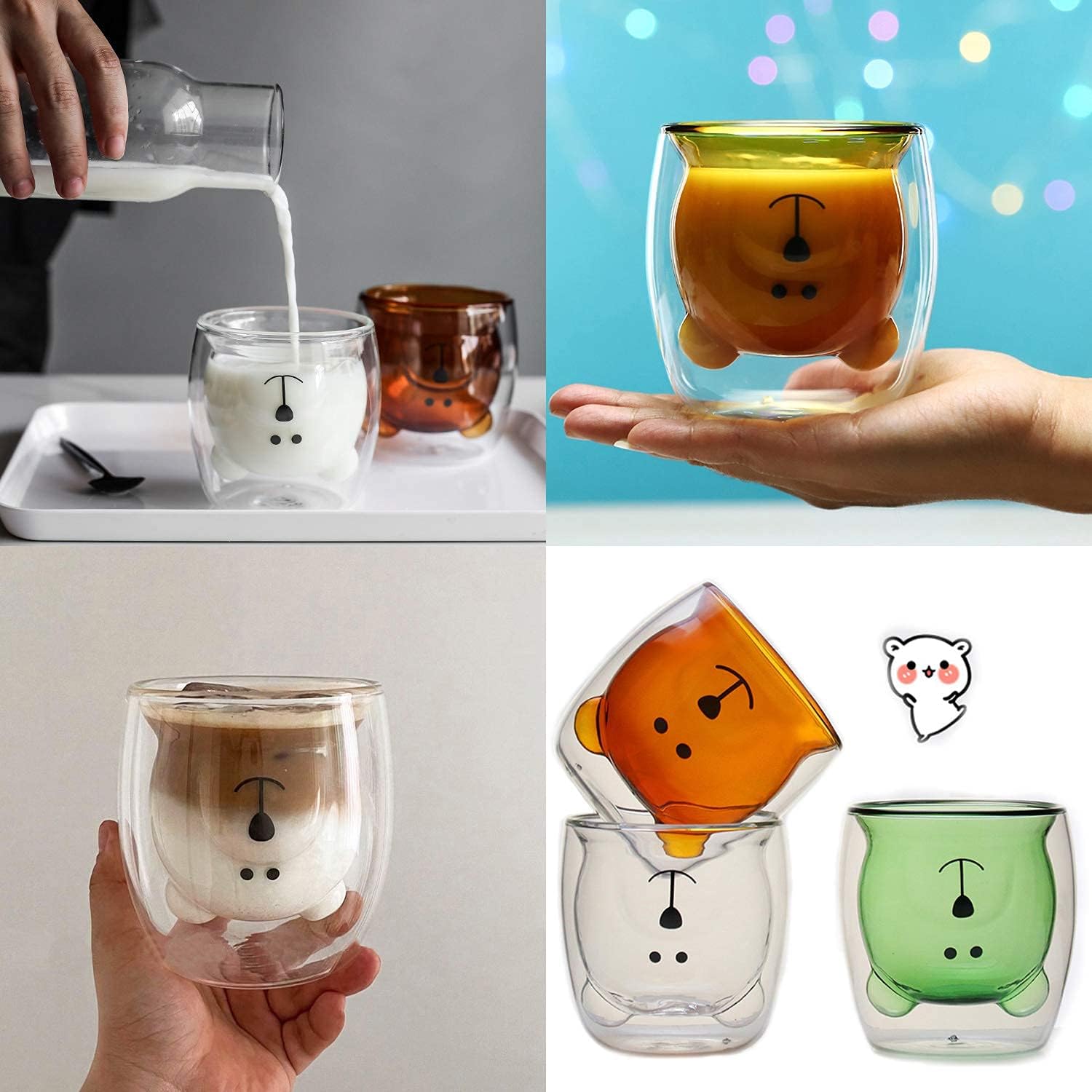 IBLUELOVER Double Wall Glass Cup Thermo Insulated Coffee Mug Heat-Resistant Latte Glasses Borosilicate Coffee Glass for Latte Mocha Cappuccino Americano Espresso Tea - Image 5