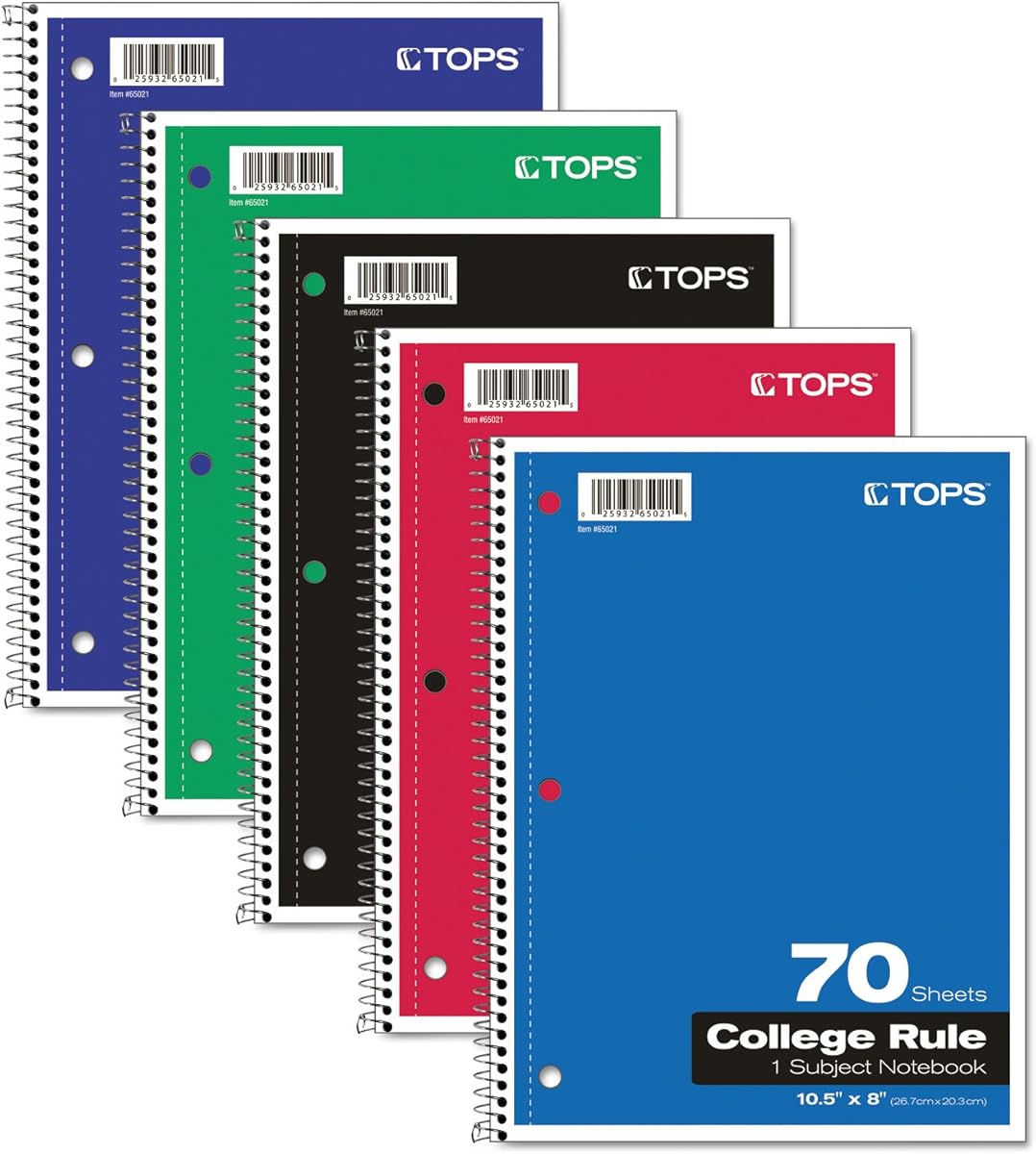 Amazon.com : Oxford Spiral Notebook, 1-Subject, College Ruled Paper, 70 Sheets, Color May Vary, 1/Notebook (65021) (Pack of 1) : Tops Vintage Notebook : Office Products
