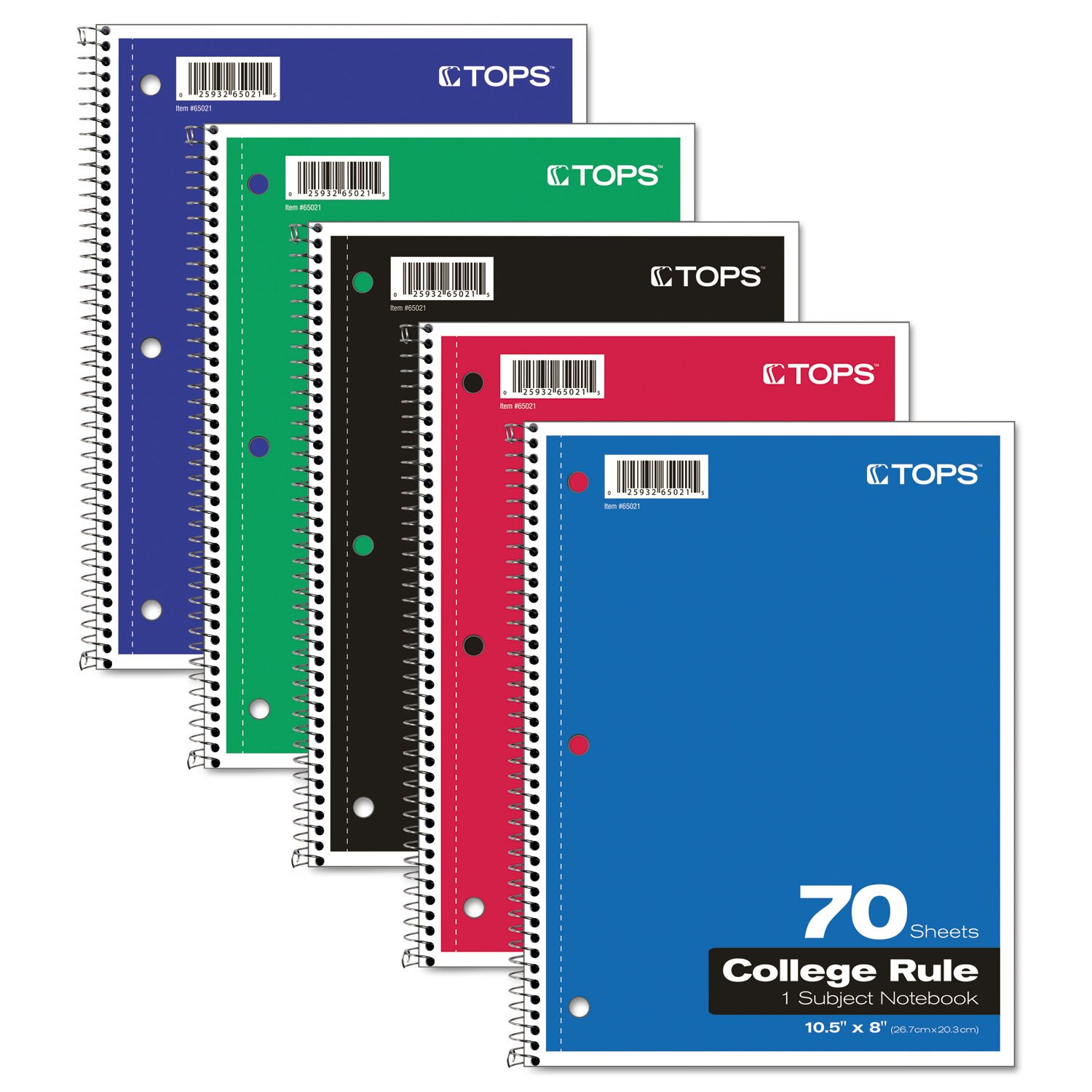 65021 Tops One-Subject Wirebound Notebook - 70 Sheets - Wire Bound - 10 1/2inch x 8inch - 0.25inch x 8inch10.5inch