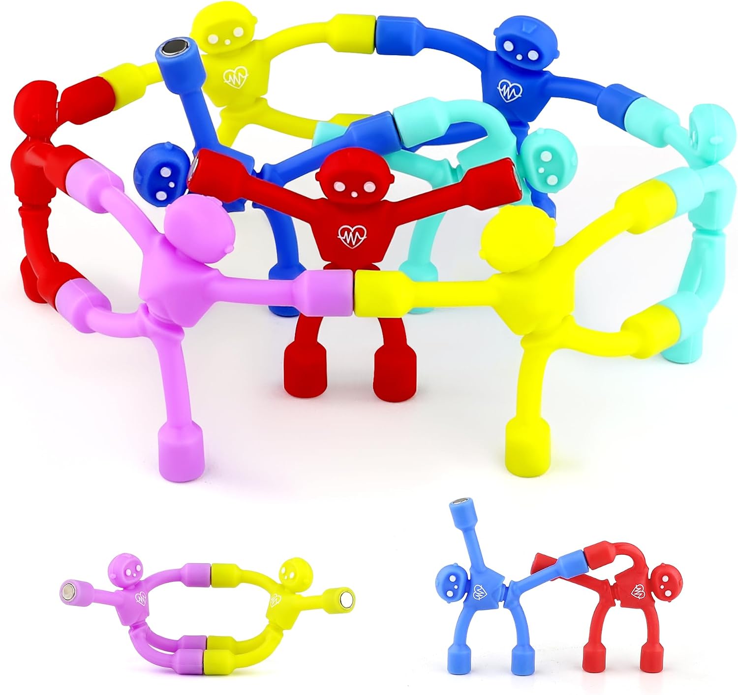 10Pcs Magnetic Robot Men Fidget Toys, Fridge Magnets for Kids | Flexible Silicone Magnetic Robot Men, Decorative Fridge Magnets, Stress Relief Classroom Prizes for Kids Ages 3+