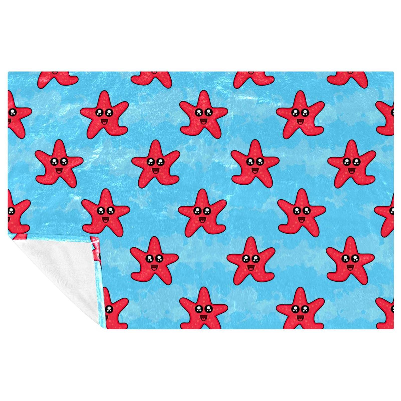 Couverture douce et chaude haut de gamme motif marin bleu