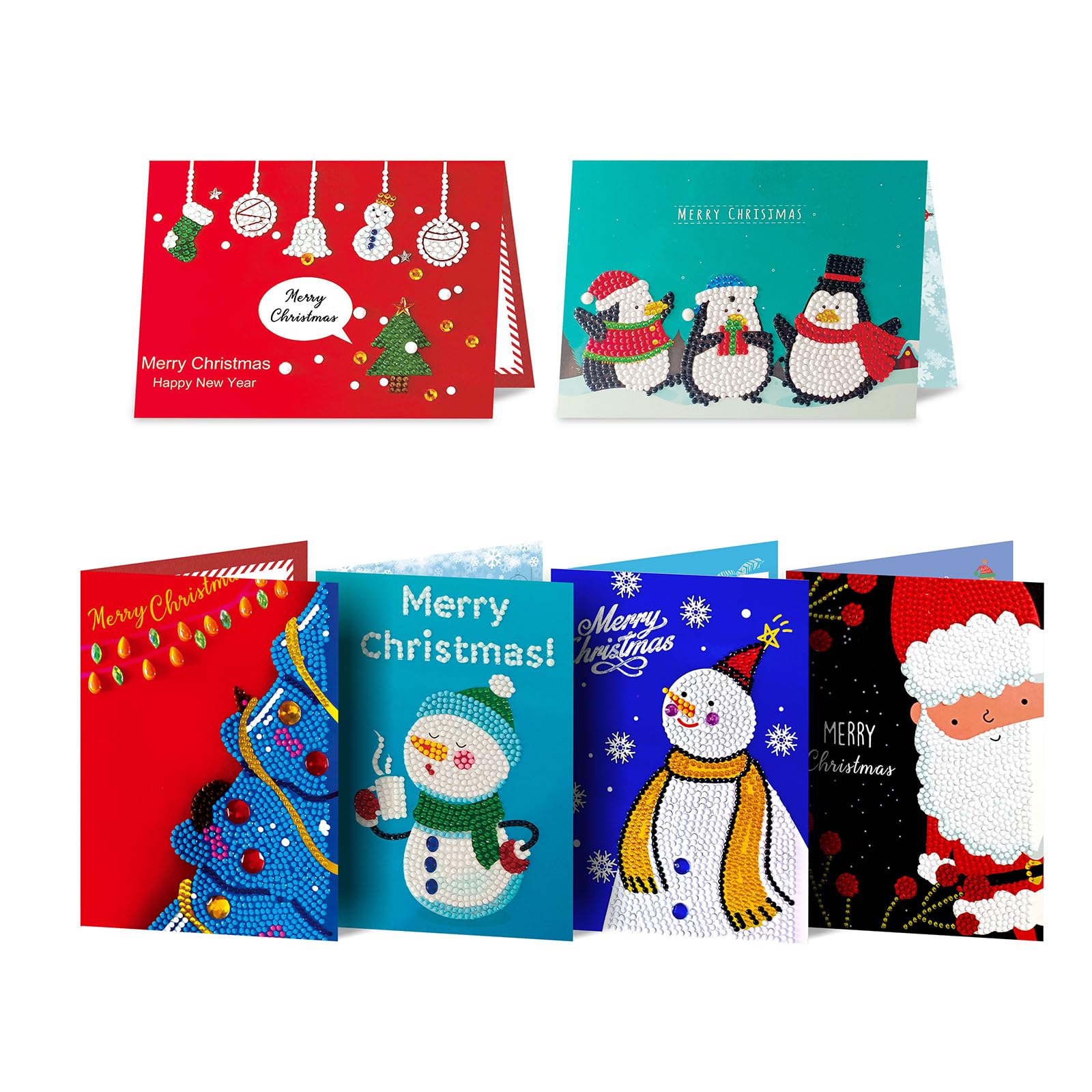 POETRYDRAW 4Pcs Snowman DIY Diamond Art Greeting Card Set with Envelopes, 5D Rhinestone Craft, Unique Rhinestone Postcards for Adults, Gifts & Families (Snowman)