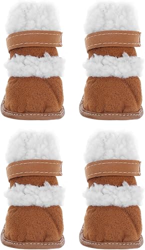 Miniatura 9 de POPETPOP 2 pares de botas de nieve para mascotas, protector de suela de zapato, guantes cálidos, accesorios para perros pequeños, guantes térmicos,