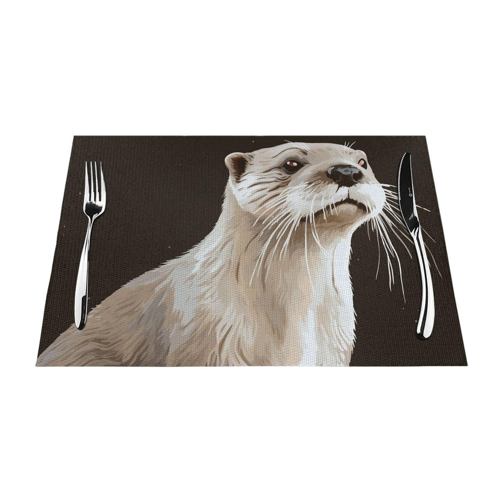 Otter Placemats Set of 1 - Woven Vinyl Kitchen Table Placemats - Heat Resistant Non-Slip Place Mats for Dining Table, Washable Indoor Outdoor Table Mats 12x18 Inch