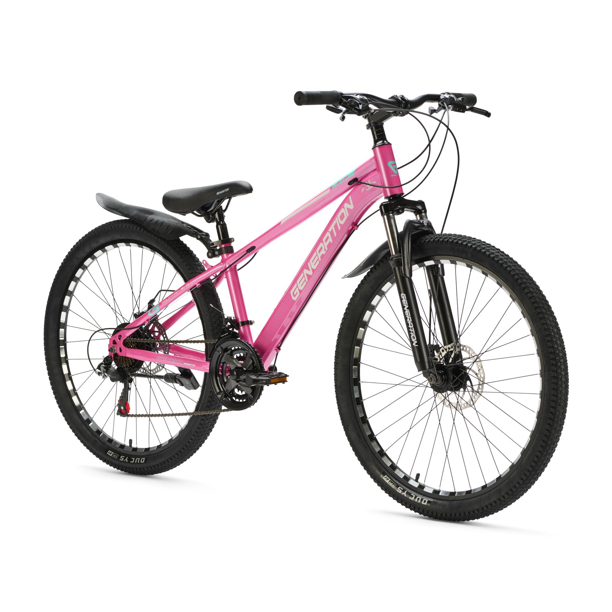Generation M-760 Mountainbike 26 Zoll - Kinderfahrrad mit Schutzblechen - Scheibenbremsen - 21 Gänge - Rosa