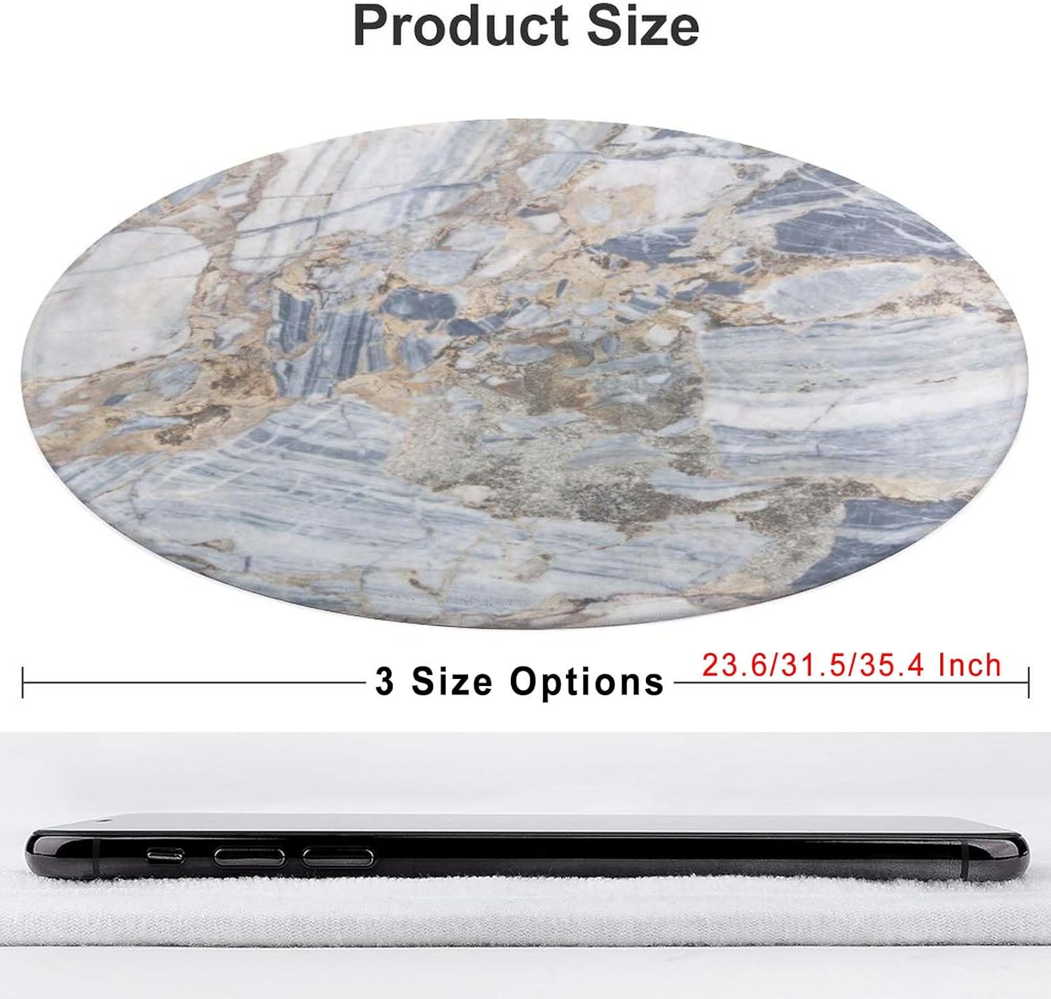 Custom Area Rugs Round Rug 3 FT with Logo Photo Text Personalized Circle Carpet Anti Slip Floor Mat for Bedroom Living Room Bathroom, Absorbent Circular Mats Dark Blue, Washable