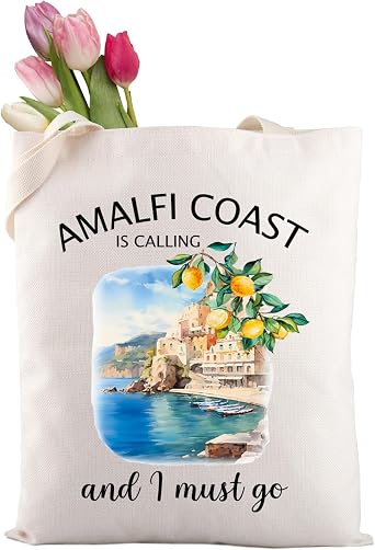 XYANFA Amalfi Coast Lemon Tote Bag Italy Gift Italian Gift Italy Trip Gift Amalfi Coast Is Calling And I Must Go Shopping Bag