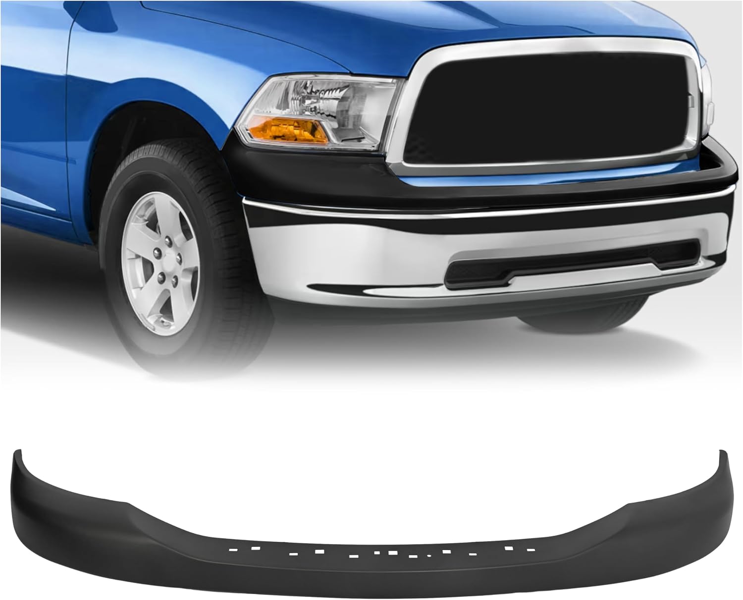 KUAFU Front Upper Bumper Cover Compatible With 2006-2010 Dodge Ram 1500 2500 3500 Replacement for CH1000880, 55077762AA Black