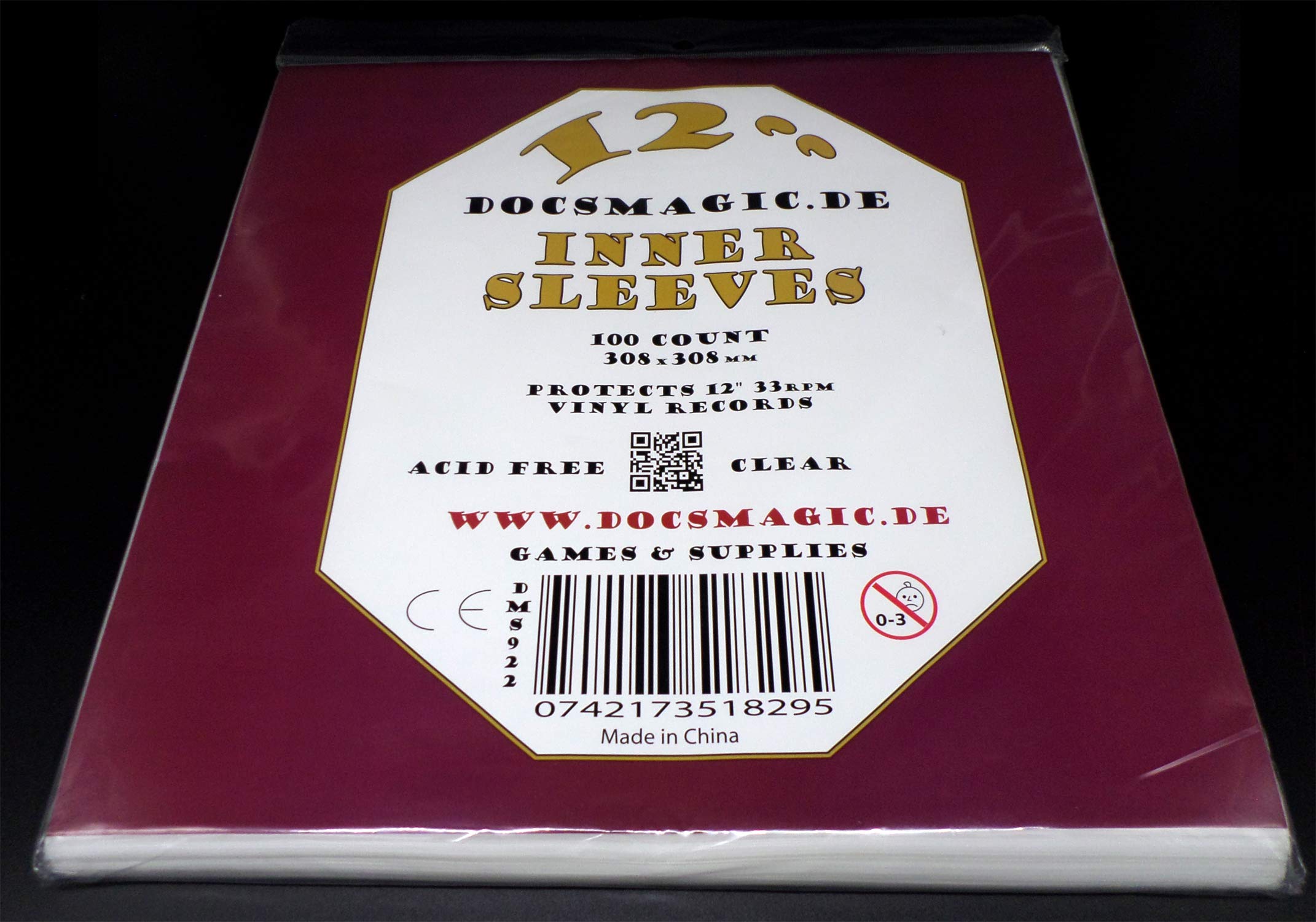 docsmagic.de 4 x 100 Inner Sleeves for 12" 33rpm Vinyl Records Clear 2 Mil - Disco in Vinile Bustine Transparente
