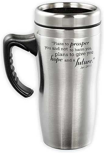 Miniatura 2 de Christian Art Gifts Taza de viaje de acero inoxidable con aislamiento al vacío de doble pared 16 oz, taza de café y vaso de viaje con tapa y asa,