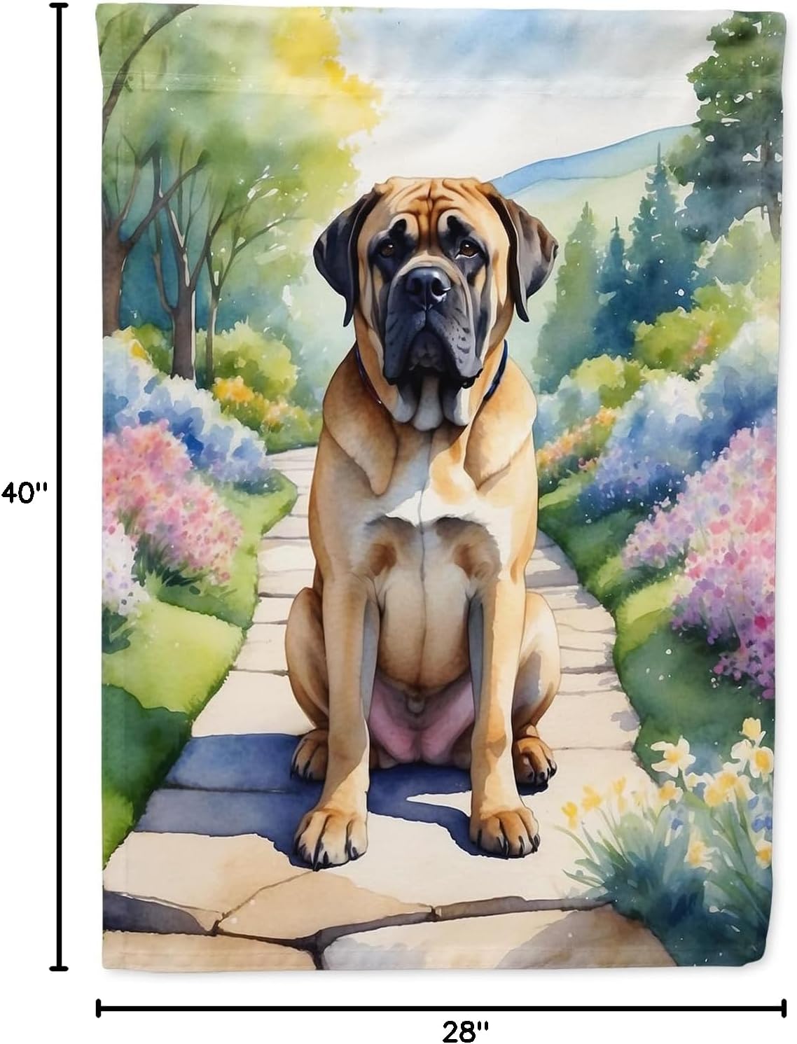Caroline's Treasures DAC6672CHF Mastiff Spring Path House Flag Large Porch Sleeve Pole Decorative Outside Yard Banner Artwork Wall Hanging, Polyester, House Size, Multicolor