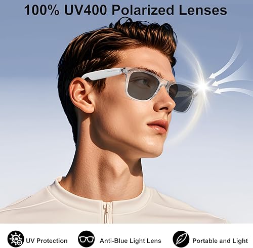 Miniatura 5 de Lentes inteligentes AI para mujeres y hombres con chat GPT, gafas de traducción Bluetooth con 164 idiomas y lente de cambio de color, reproducción