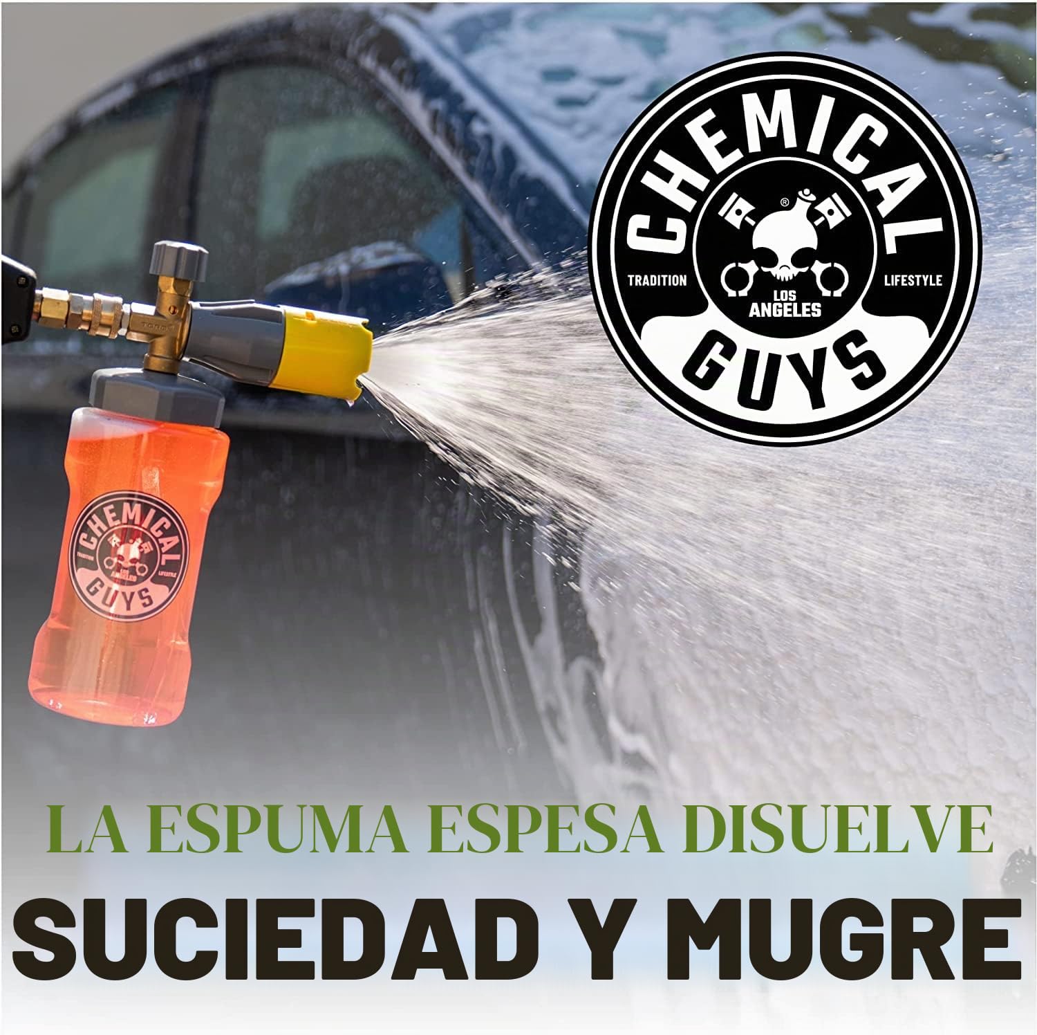 Chemical Guys EQP324 Cañón de Espuma de liberación máxima de Boca Grande (Lavado de Coche, Lavado de casa y Barco cañón de Espuma Que se Conecta a tu Lavadora a presión) Botella de 34 onzas