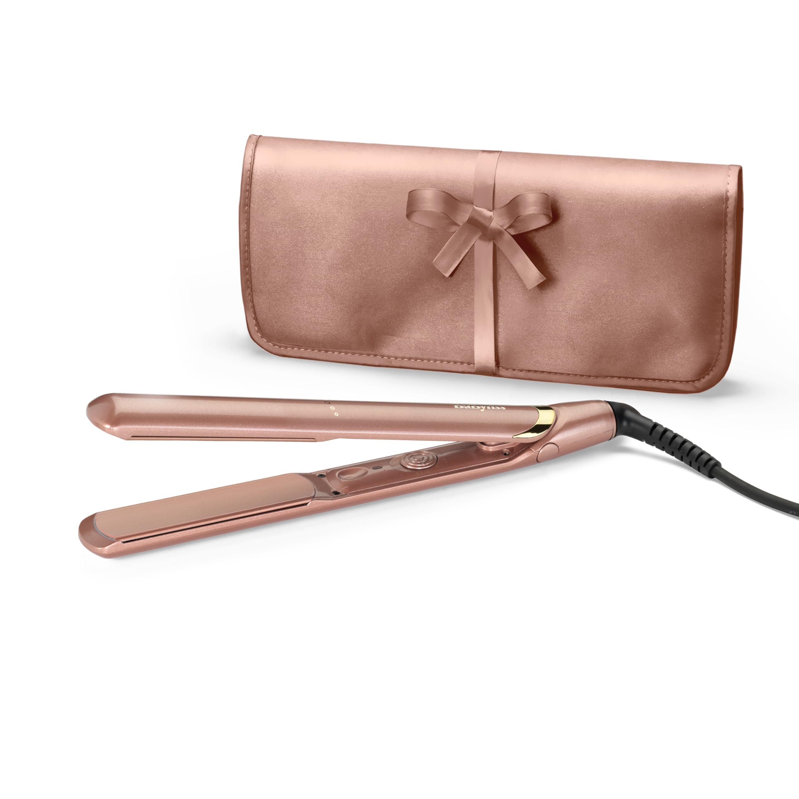 BaBylissRose Gold Hair Straighteners - Ceramic Plates for Smooth Styling, Multi-Voltage Worldwide use, Ultra-Fast 15 Second Heat Up, 3 Heat Settings Up to 235°C, 2598BU