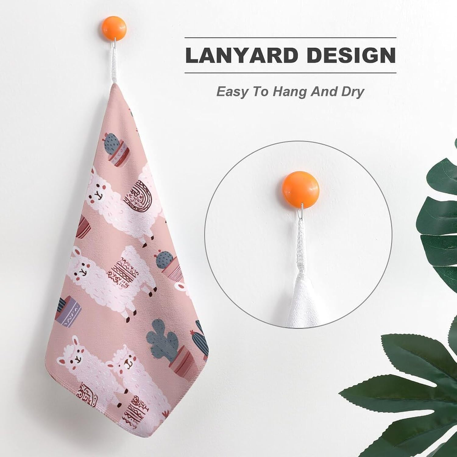 Cute Llama Alpaca Hand Towels for Bathroom Handkerchief | Absorbent,with Hanging Loop,Kitchen Towels,for Home Hotel,Soft