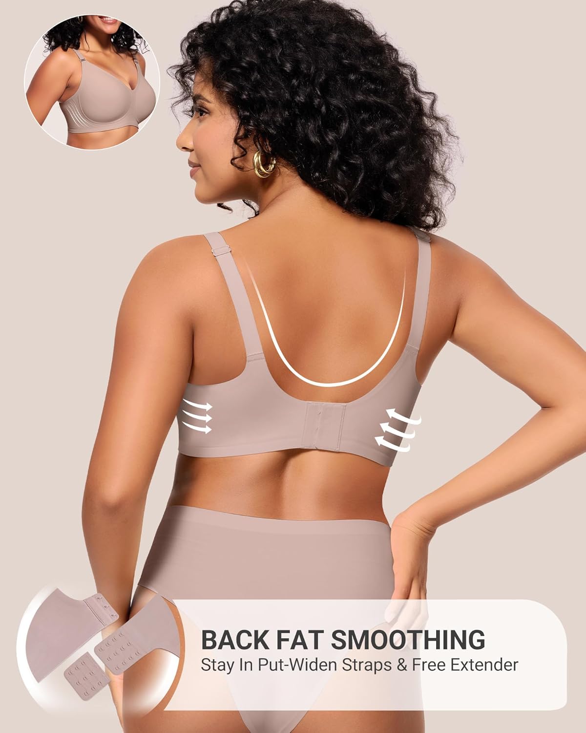 HORISUN Comfortable Seamless Full Coverage Bra for Women Wireless Bras with Soft Support Regular and Plus Size - Image 4