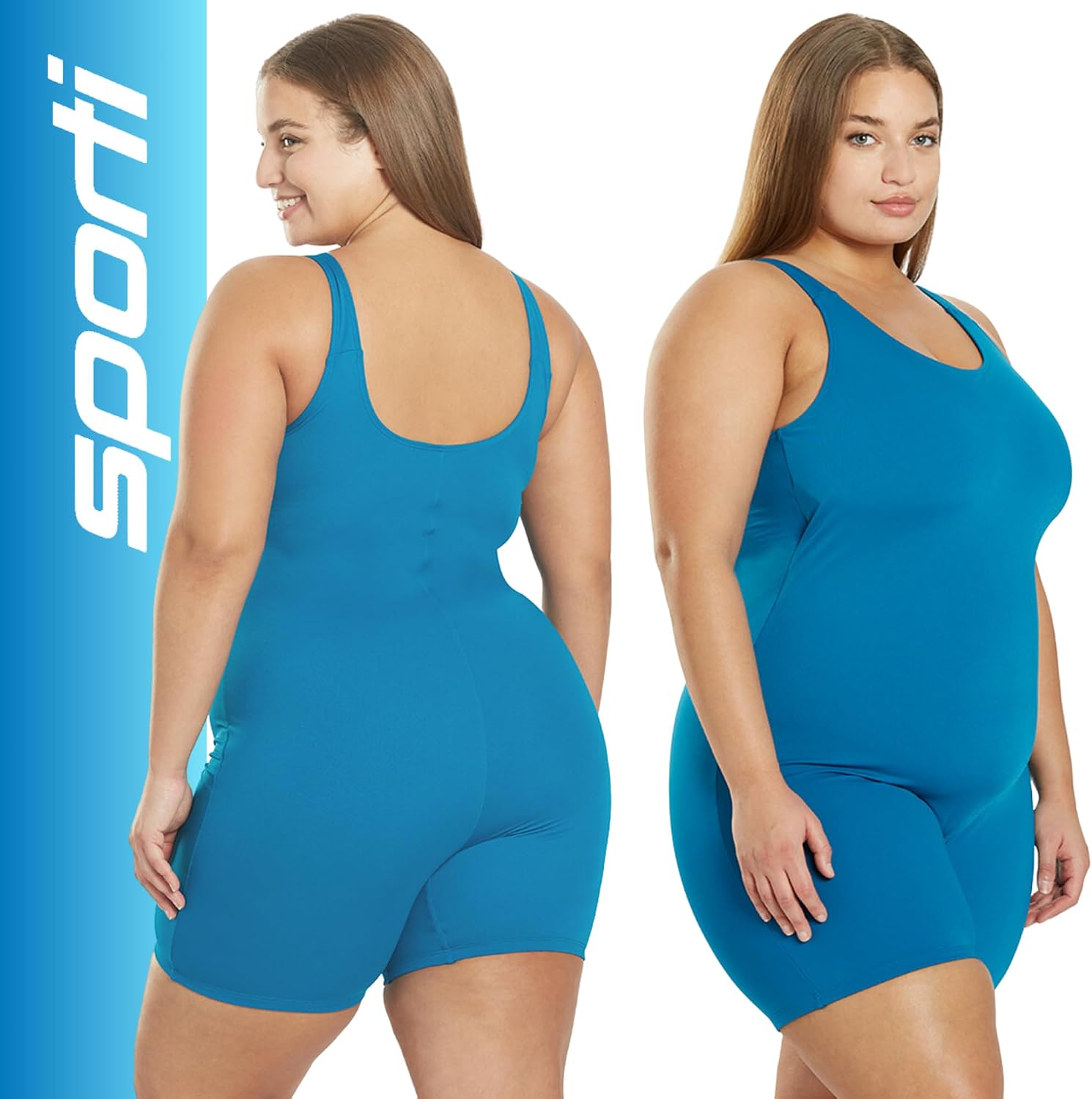 Sporti Plus Size HydroLast Chlorine Resistant ScoopBack Unitard One Piece Swimsuit I