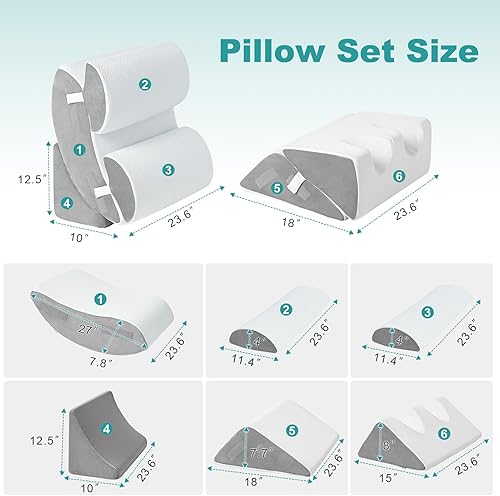 Miniatura 2 de Hansleep Juego de 6 almohadas ortopédicas de cuña para dormir, juego de almohadas postoperatorias ajustables para aliviar el dolor corporal, espalda