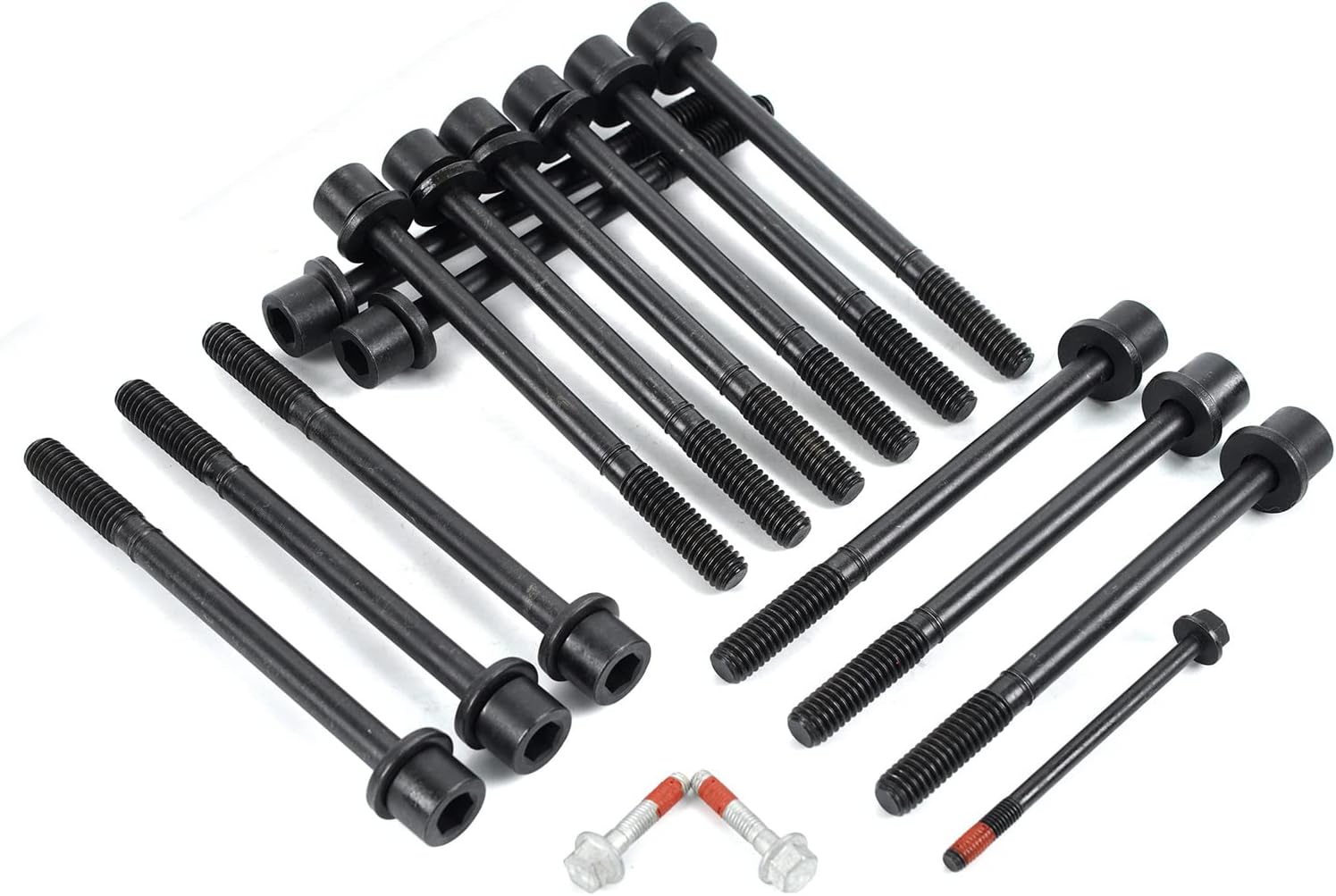 MPLUS ES72195 Head Bolt Set Compatible with 2002-2010 for Buick/for Chevrolet/for Isuzu 2.8L 2.9L 3.5L 3.7L 4.2L DOHC