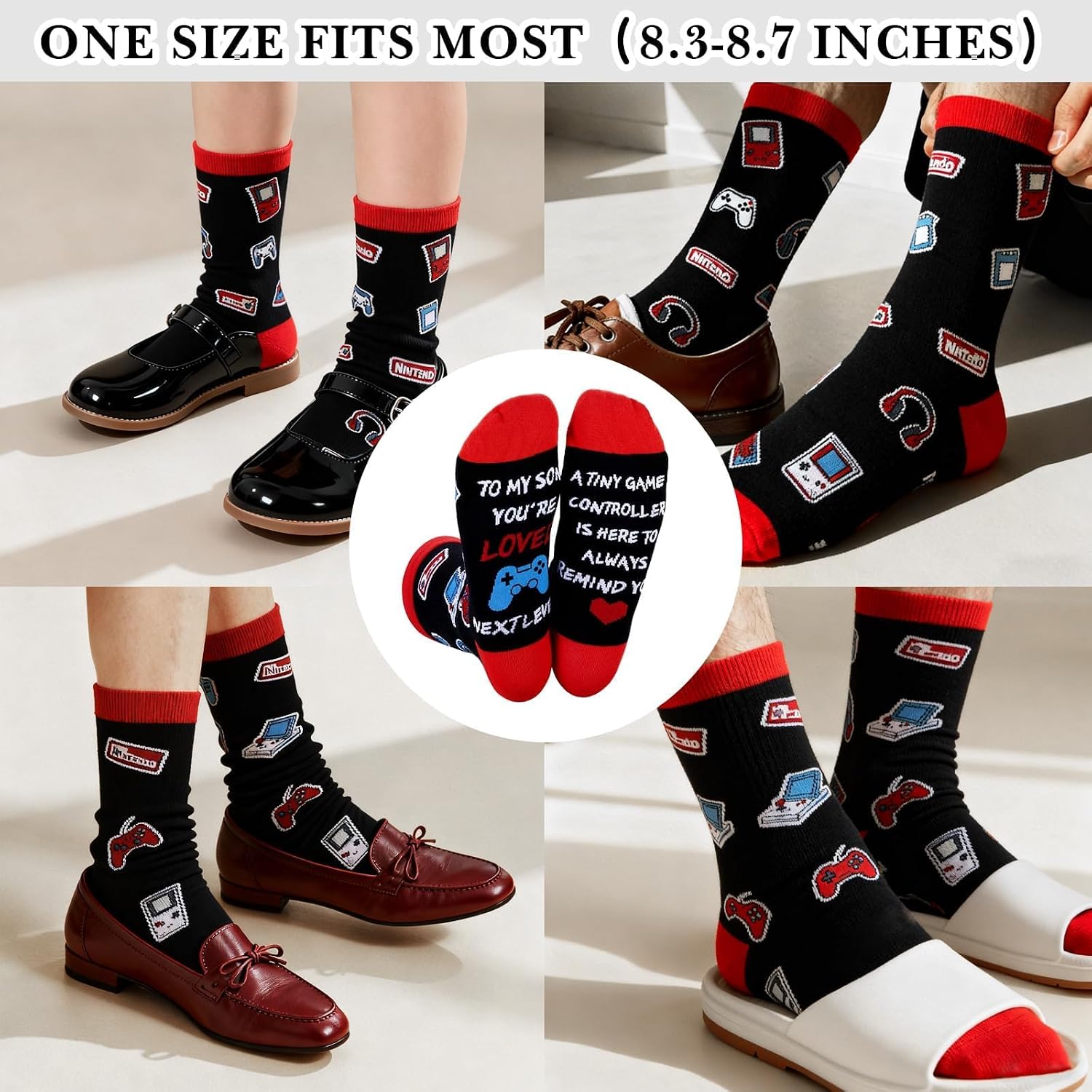 Fathers Day Gift for Son Gamer, Gaming Gifts for Son from Mom Dad, Funny Gaming Socks Gift for Game Lovers, Gamer Lovers Birthday Christmas Gift for Grown Son Stepson