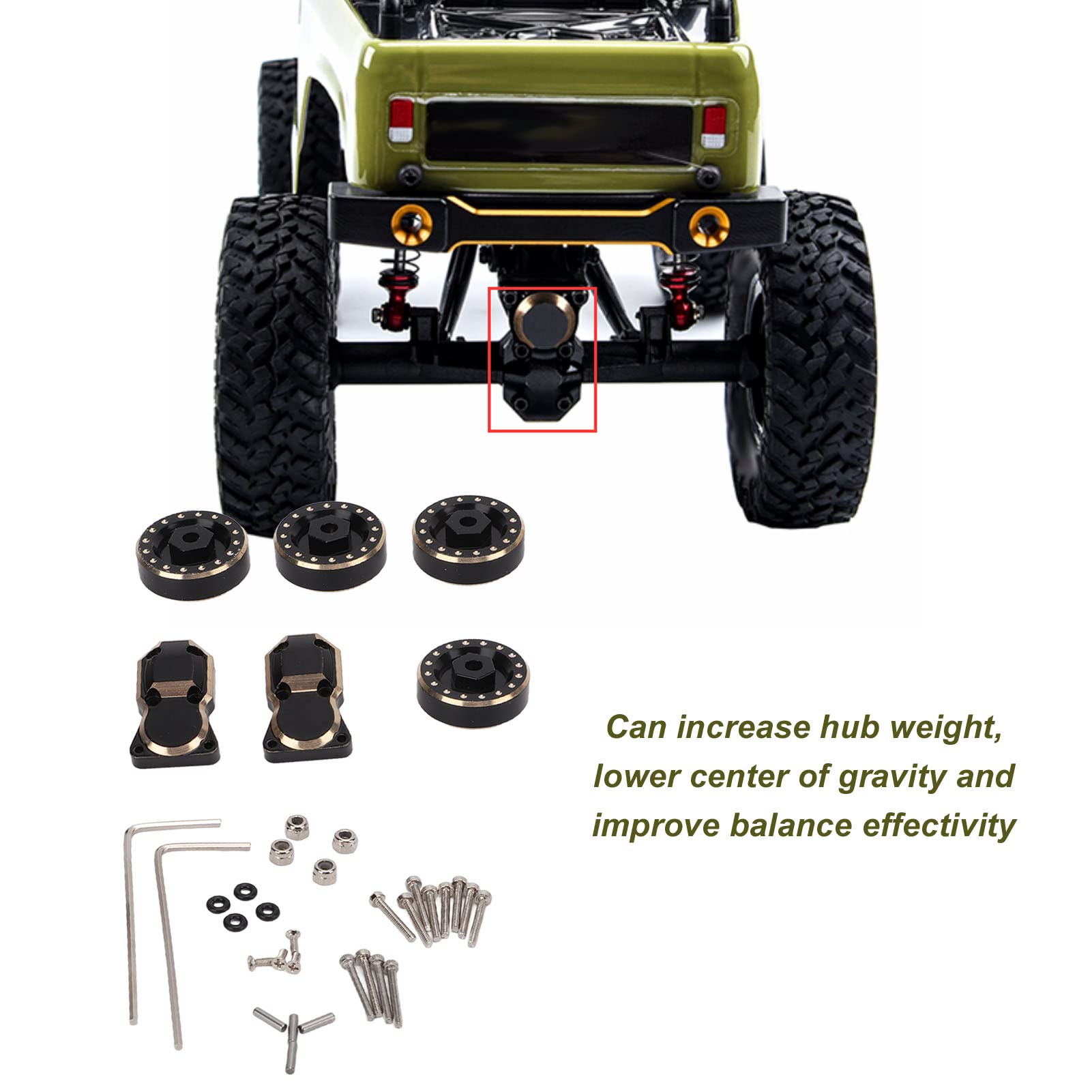 Część zamienna zestawu osłon z mosiądzu przeciwwagi koła RC do pojazdu zdalnego sterowania Axial SCX24 1/24