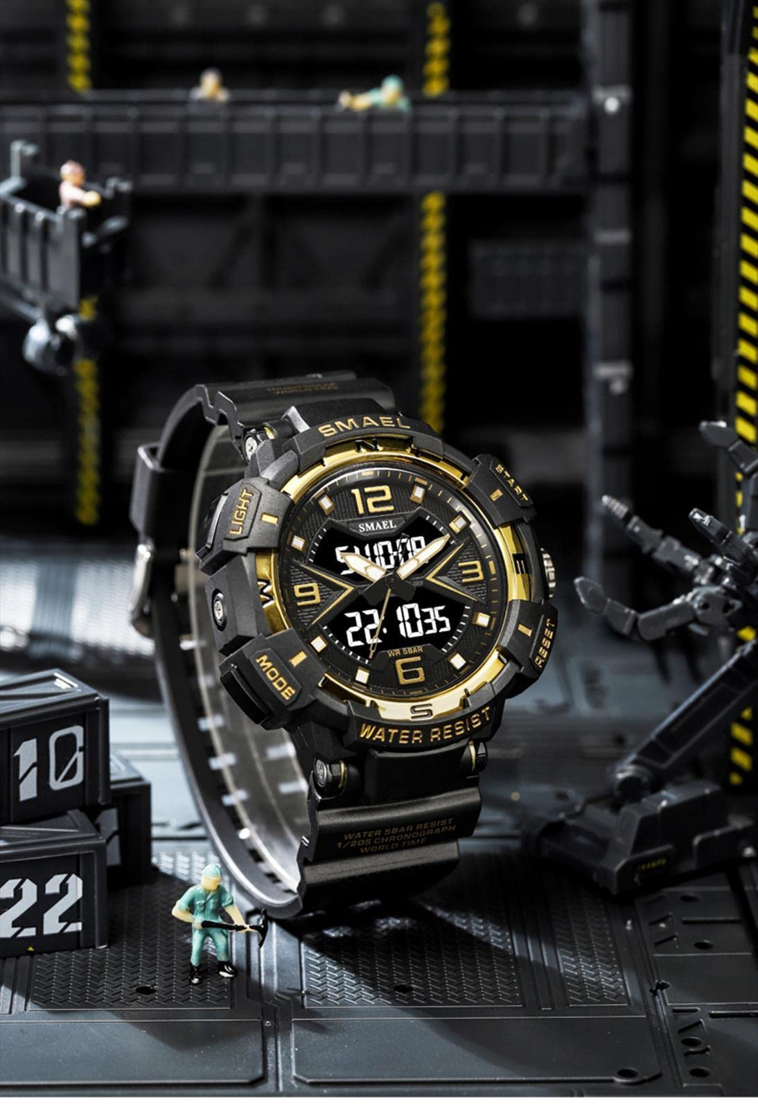 Montre Digital Homme Montre Sport Homme Montre Adolescent avec Alarme Imperméable Lumière Analogique-Digital Chronomètre Etc Multi-Fonctionnel Montre-Bracelet