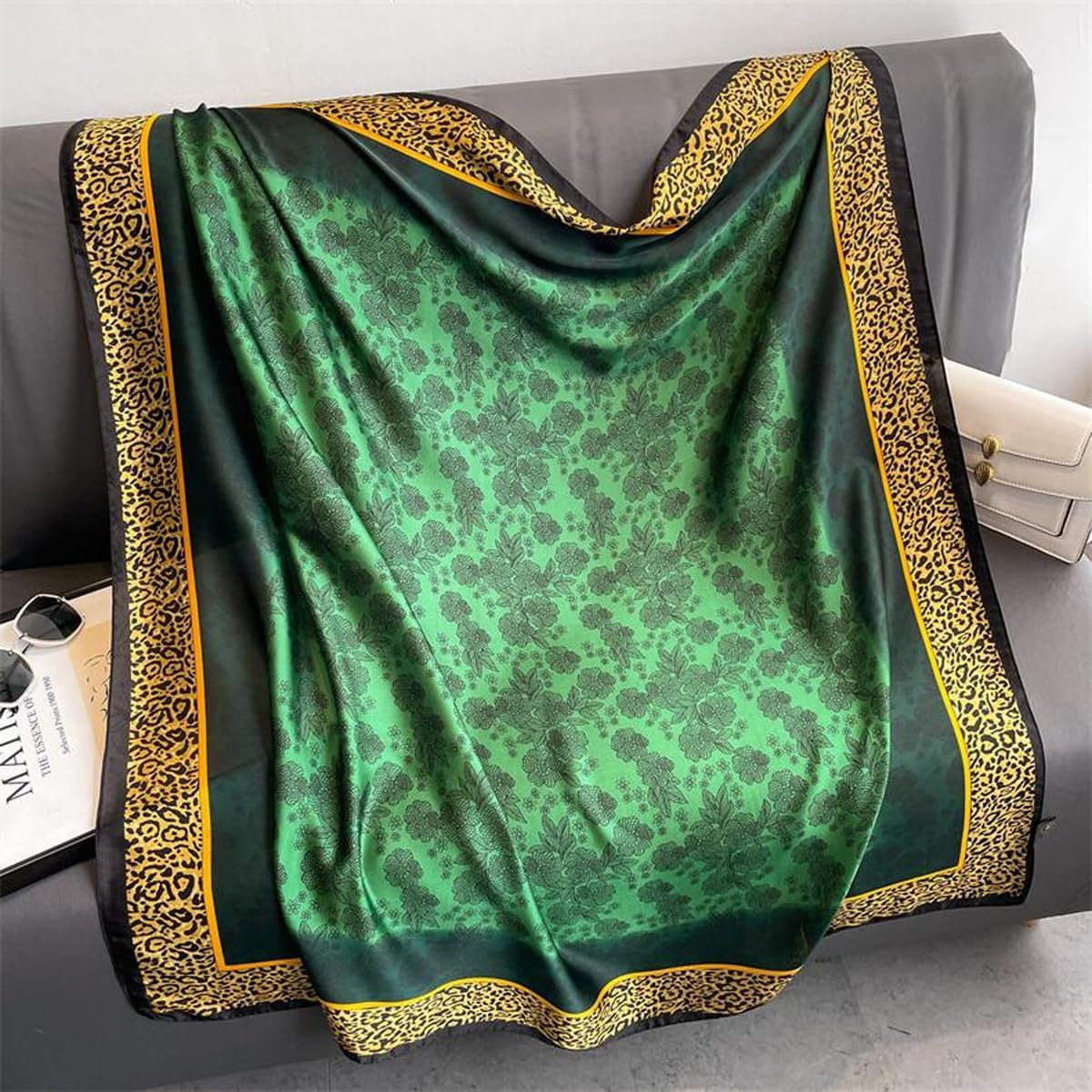 K-Elewon Large Square Scarf 43" Silk Scarf Fashion Scarves Silk Feeling Hair Wrapping Scarfs Night Sleeping Headscarf - Image 7