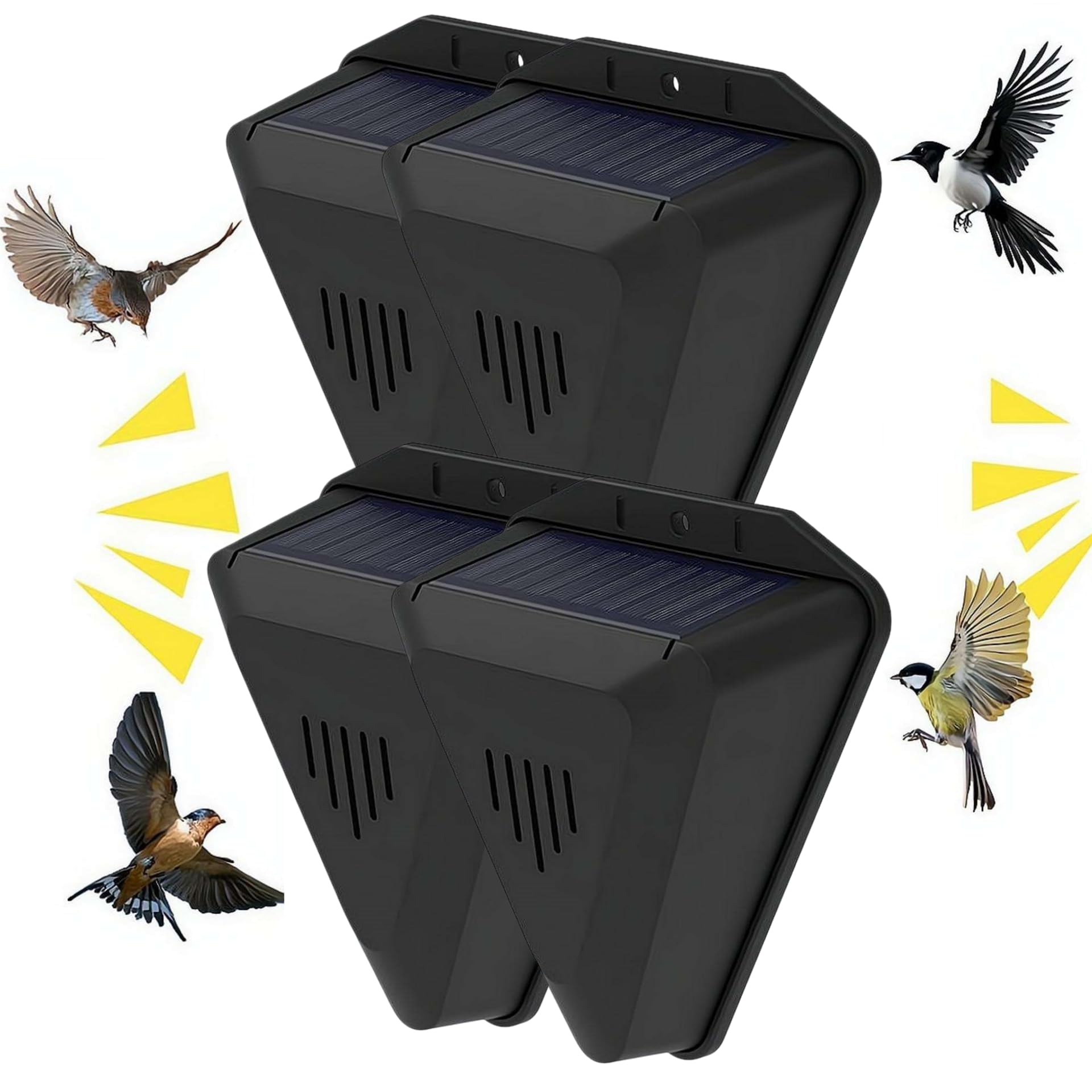 Dissuasore per uccelli per esterni, con timer solare, con 13 suoni, impermeabile, per animali, deterrente per animali, spaventapasseri per uccelli, per fattoria, balcone, procione