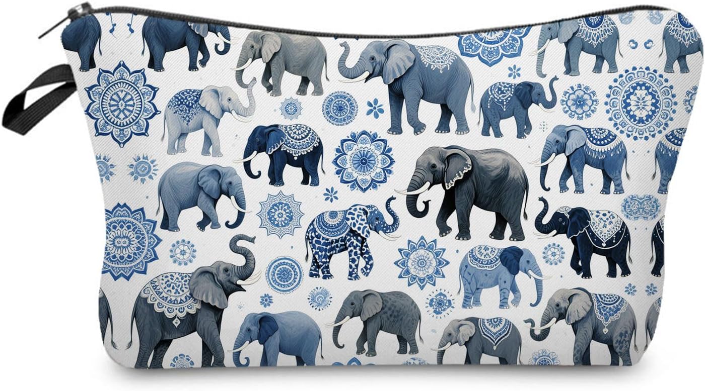Elephant Makeup Bag Cute Small Makeup Organizer Bag Travel Toiletry Zipper Pouch Datura Cosmetic Bag Gift for Women Girls