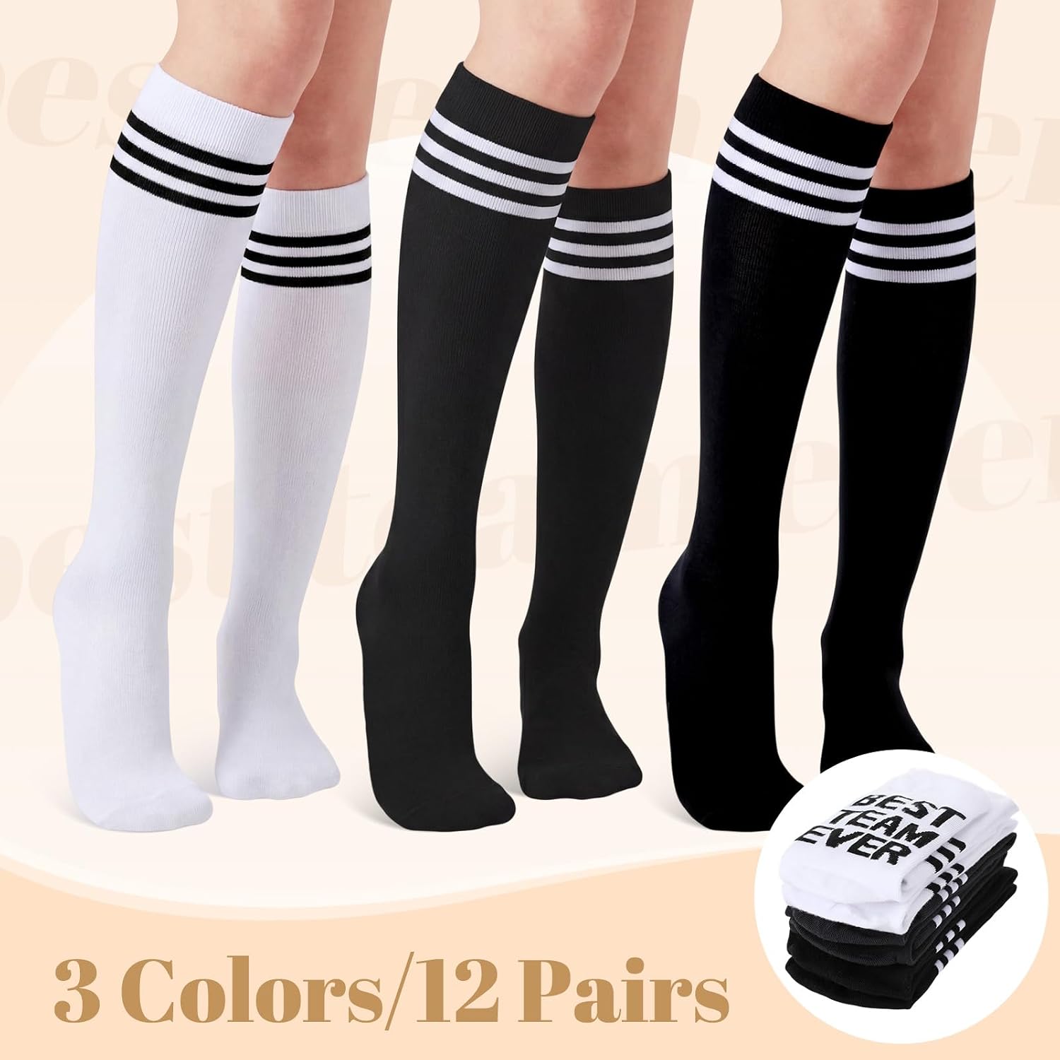 Glitopper 12 Pairs Best Team Ever Gifts Socks Bulk Employee Appreciation Gifts for Women Men Staff Coworker Office Favor