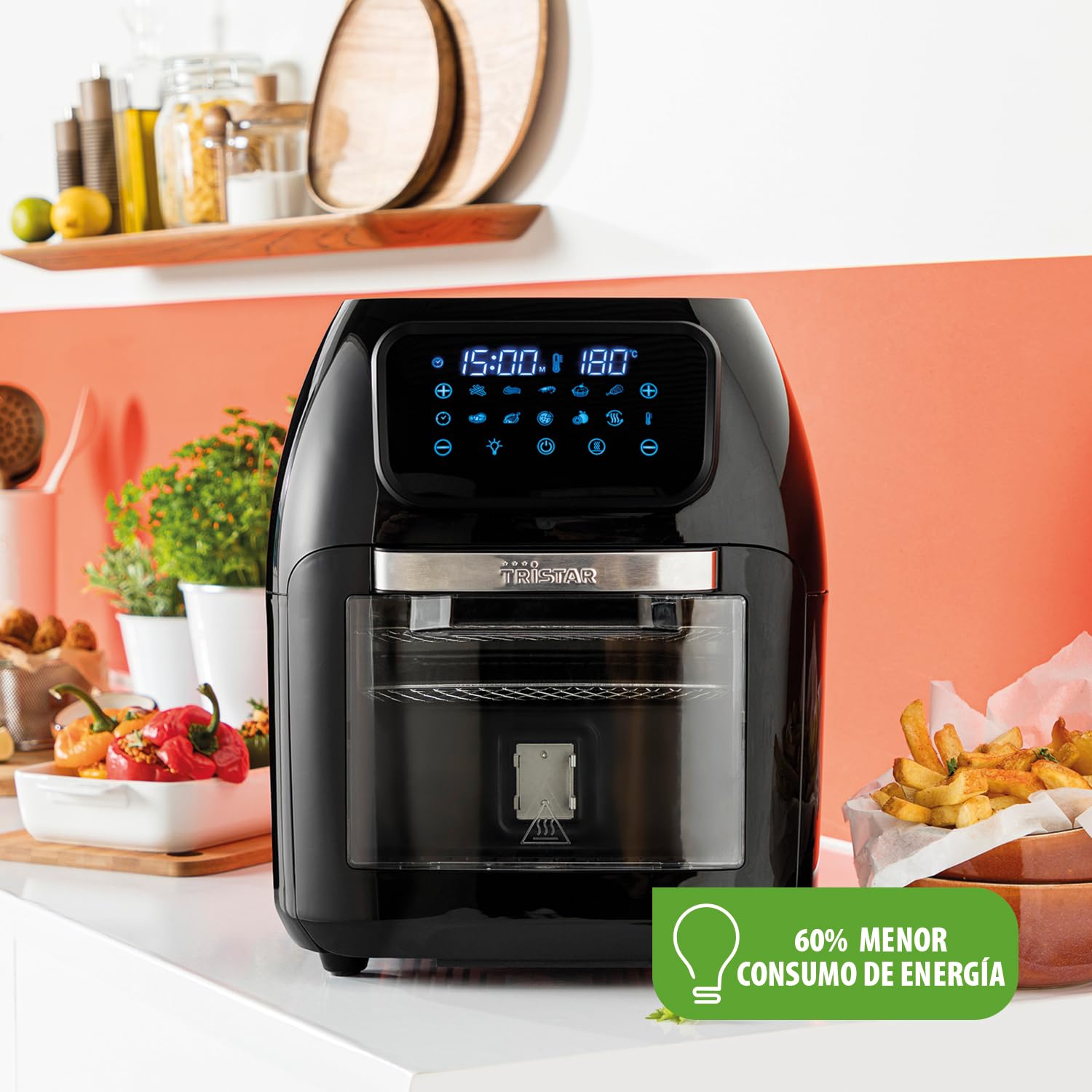 Tristar FR-6964 Freidora sin aceite y horno multifunción, capacidad 10 L, panel de control digital, tiempo y temperatura regulable 65-200 °C, 10 programas, 1800 W, accesorios incluidos