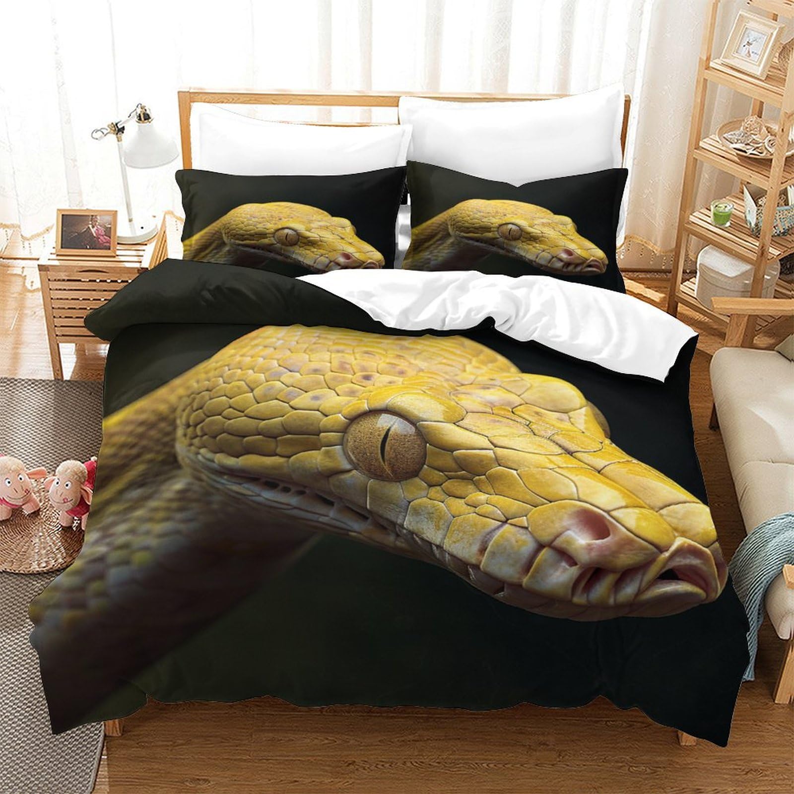 P1S9U7W5Y 3D Printed Realistic Dinosaur Microfiber 3pcs Dinosaur Duvet Cover Set Bedroom Bedding Single（140x200cm）