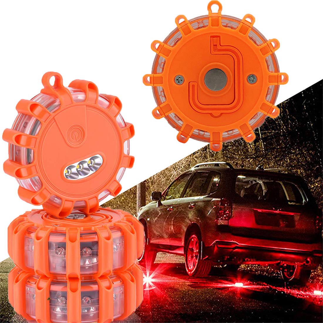 Światło drogowe LED, migające światła ostrzegawcze LED Road Flares, awaryjny dysk sygnalizacyjny z 9 trybami migania, przydrożne światło bezpieczeństwa do samochodów i ciężarówek