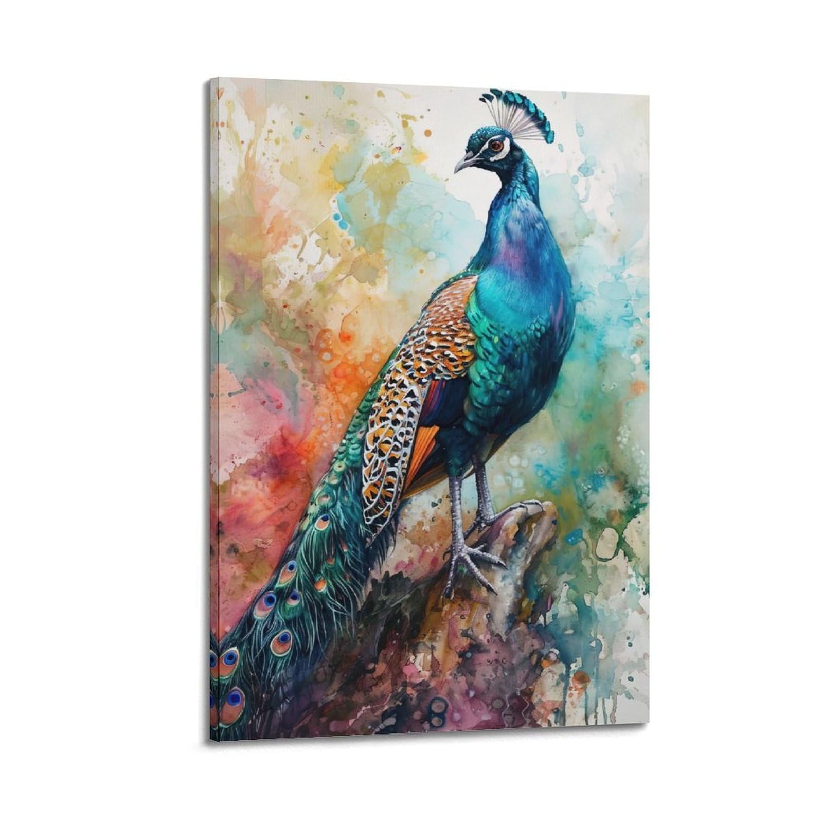 ZSZWHJ Animal Poster Beautiful Peacock Artwork Poster Decorative Painting Canvas Wall Posters And Art Picture Print Modern Family Bedroom Decor Posters 24x36inch(60x90cm)