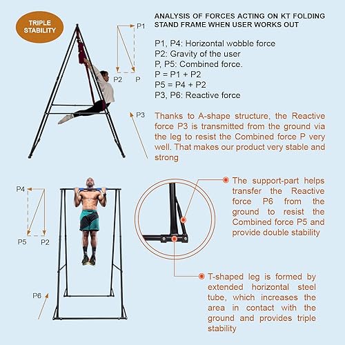 Miniatura 5 de Barra para hacer ejercicio con soporte KT11518 portable y plegable para alivio del dolor de espalda ciático hernias de disco altura ajustable