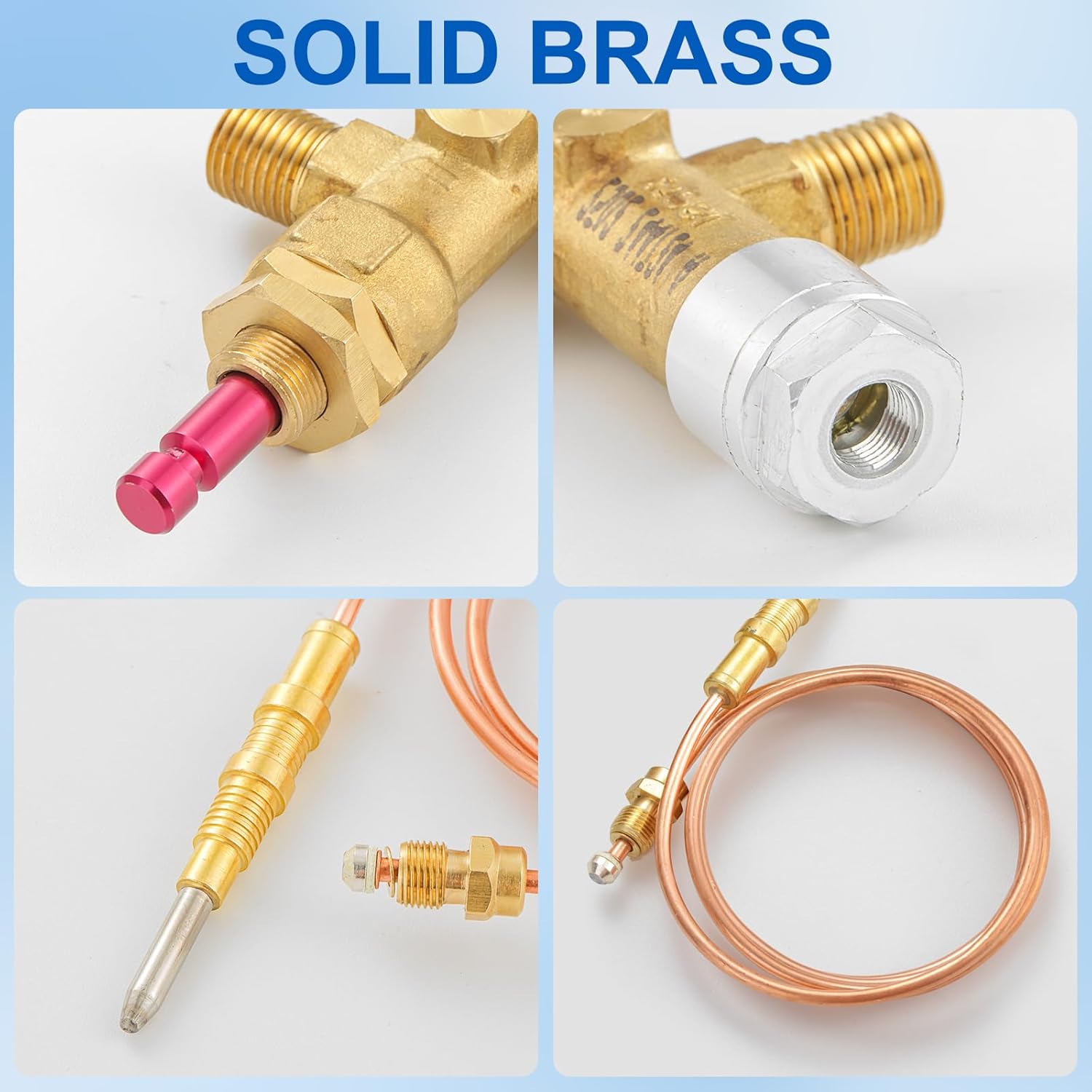 High Pressure Propane Gas Fireplace Fire Pit Flame Failure Safety Control Valve Kit, High Pressure 25 PSI LP Gas Torch Burner Gas Control Valve with Thermocouple 36’’, 1/4" Flare Inlet & Outlet