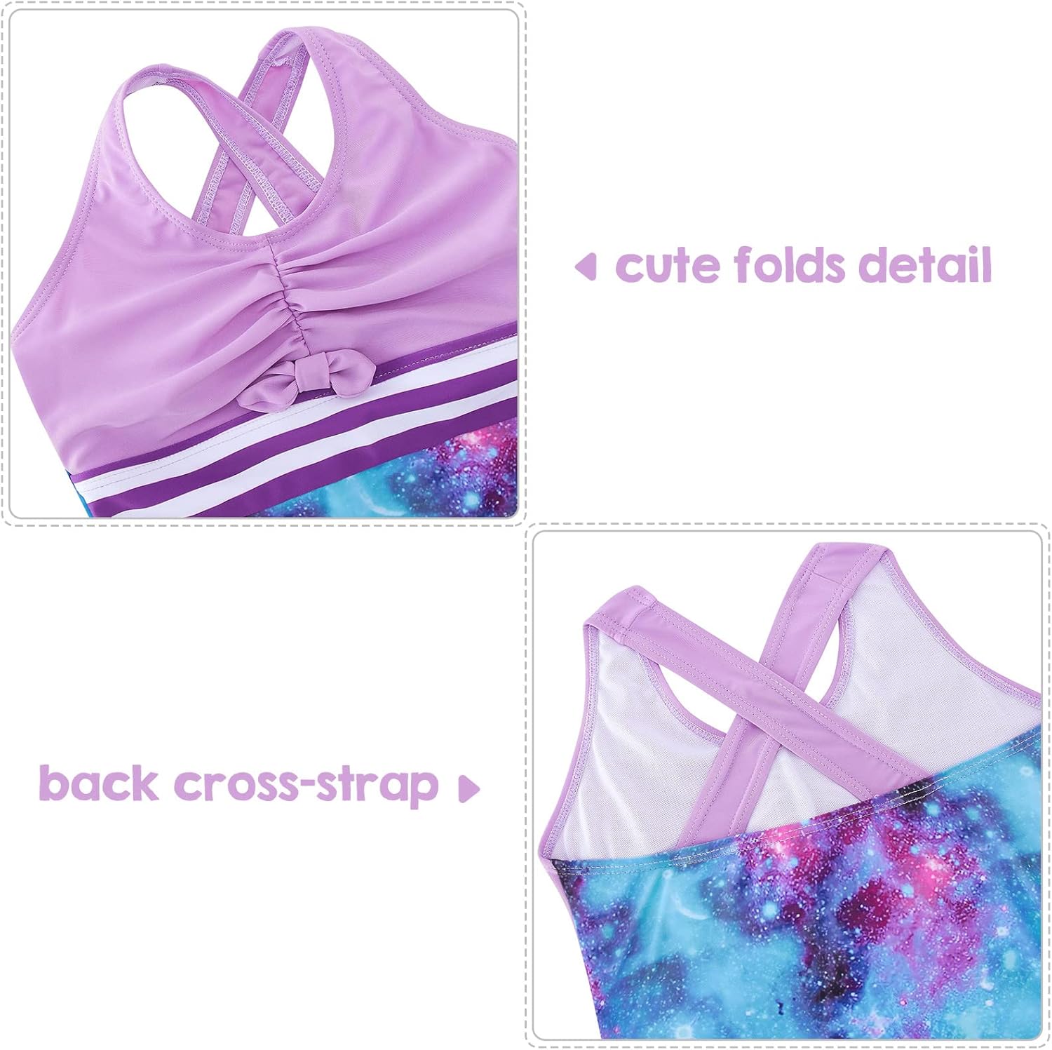 BFUSTYLE Girls One Piece Swimsuit Cute Striped Bathing Suit Hawaii Swimwear 6-17 Years - Image 2